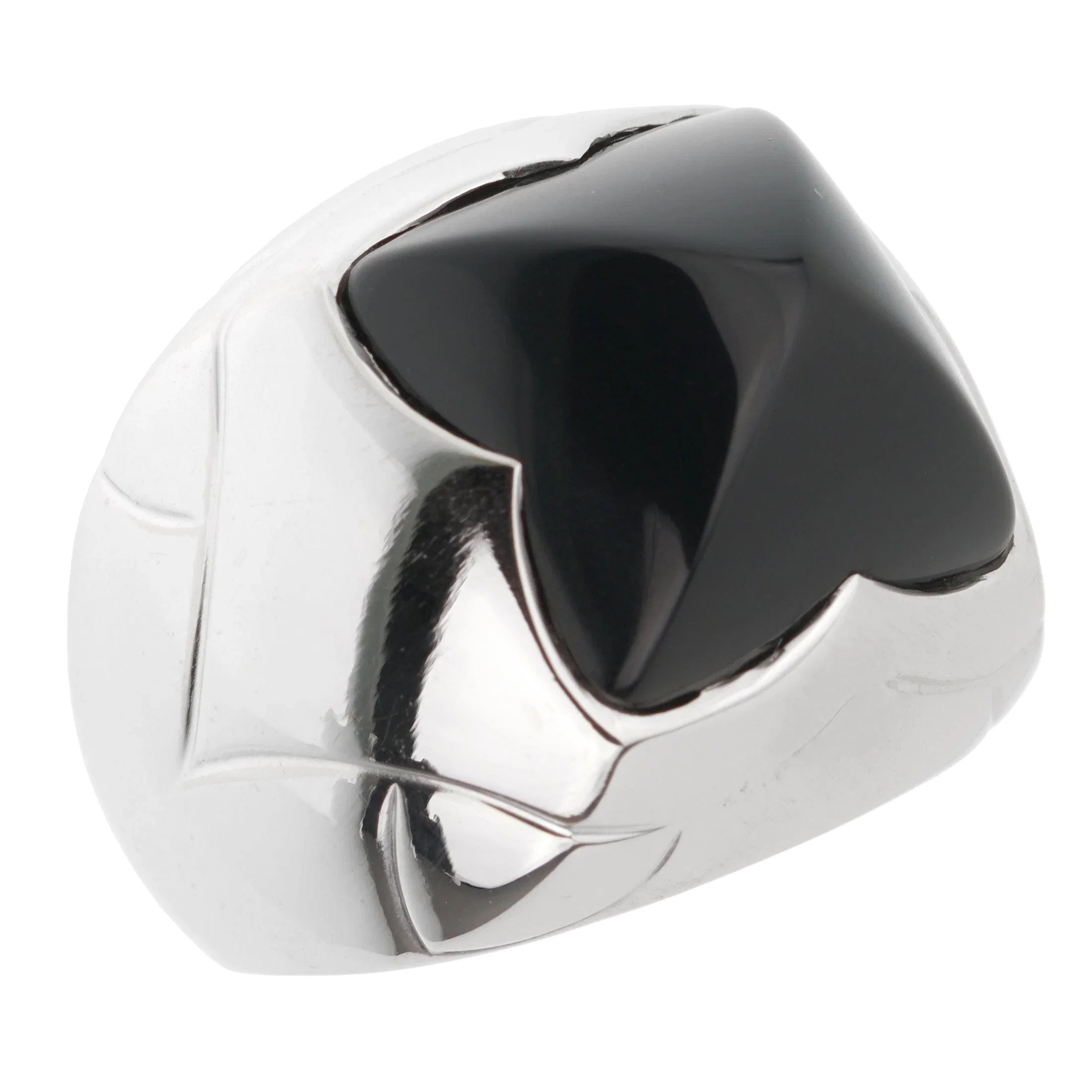 Bvlgari Pyramid Onyx 18k White Gold Cocktail Ring Sz 4 1/2