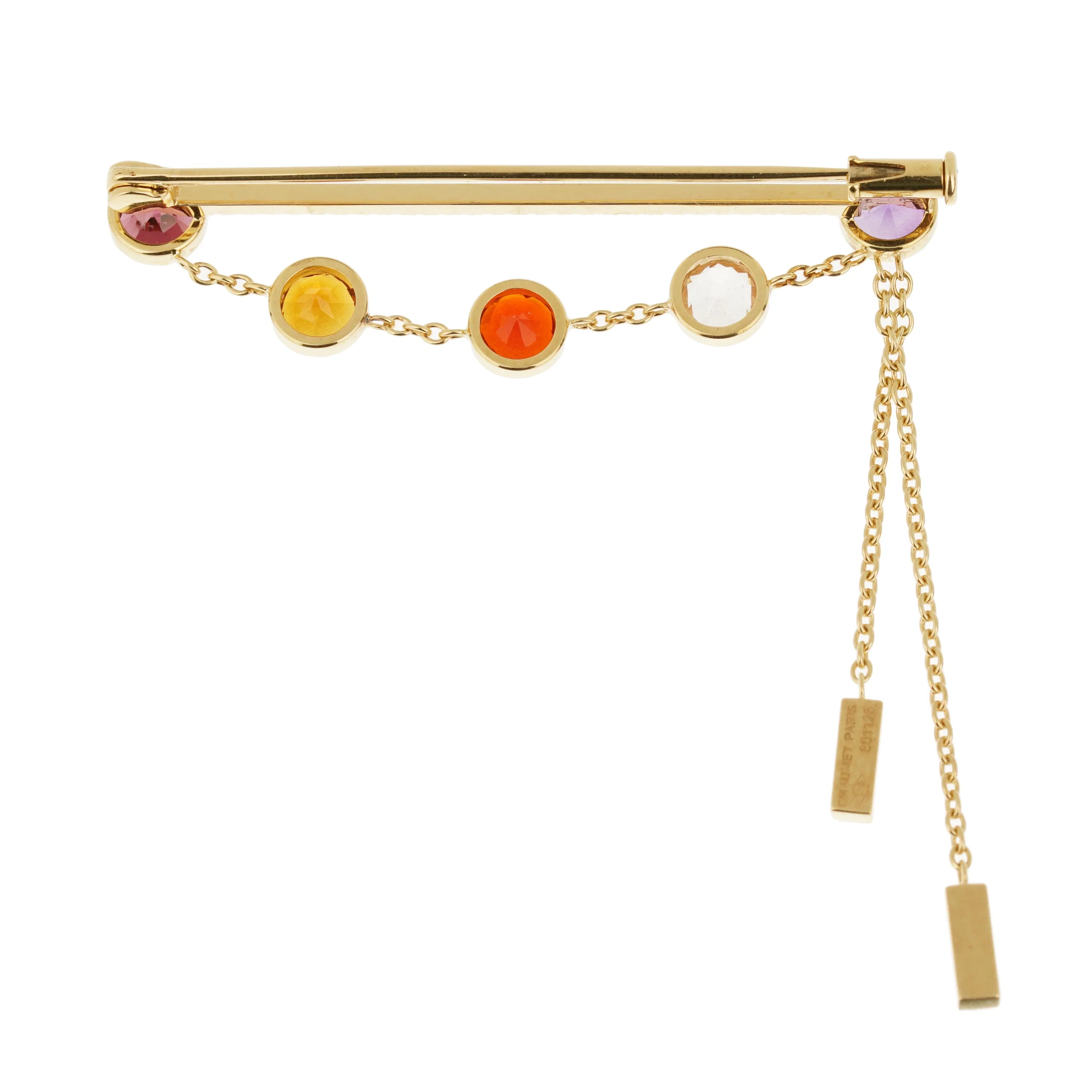 Chaumet Diamond Gemstone 18k Yellow Gold Brooch