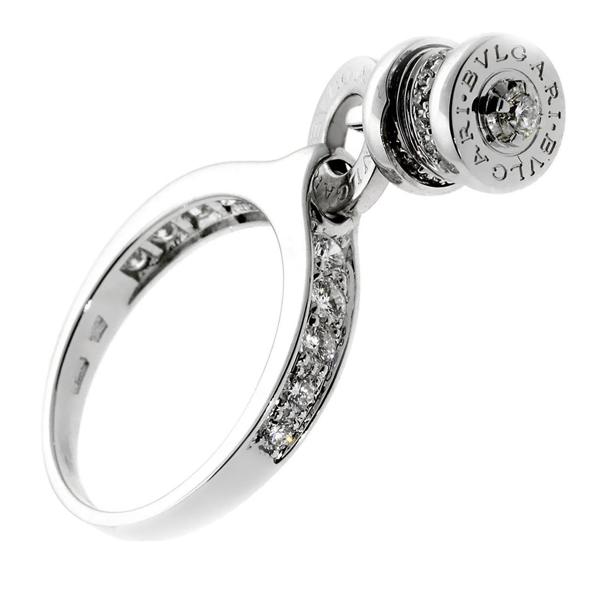 Bvlgari Bulgari B.Zero1 Diamond Charm 18k White Gold Ring AN853924