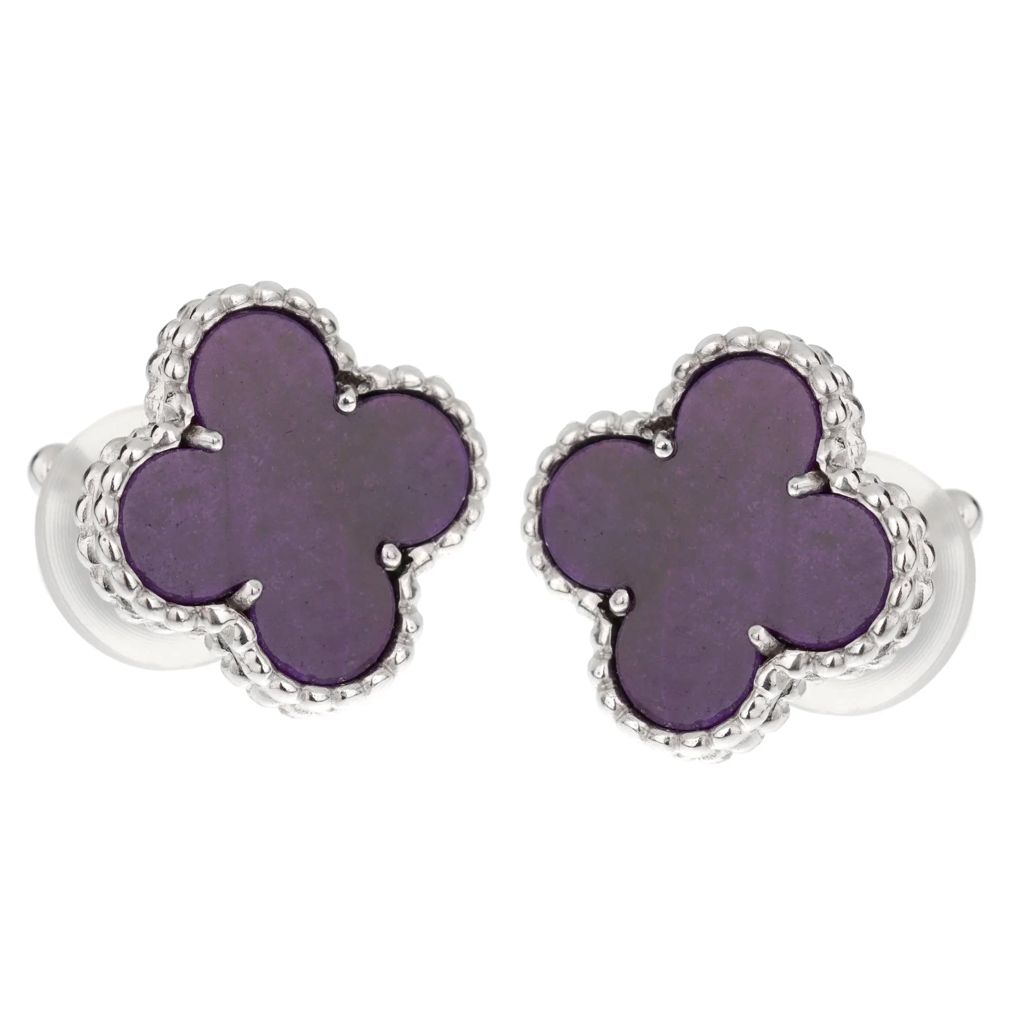 Van Cleef & Arpels Van Cleef Arpels Vintage Alhambra 18k White Gold Sugilite Earrings