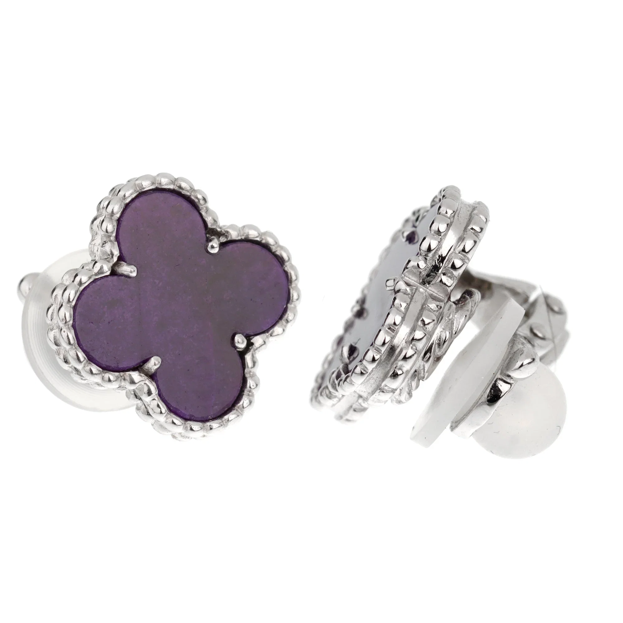 Van Cleef & Arpels Van Cleef Arpels Vintage Alhambra 18k White Gold Sugilite Earrings