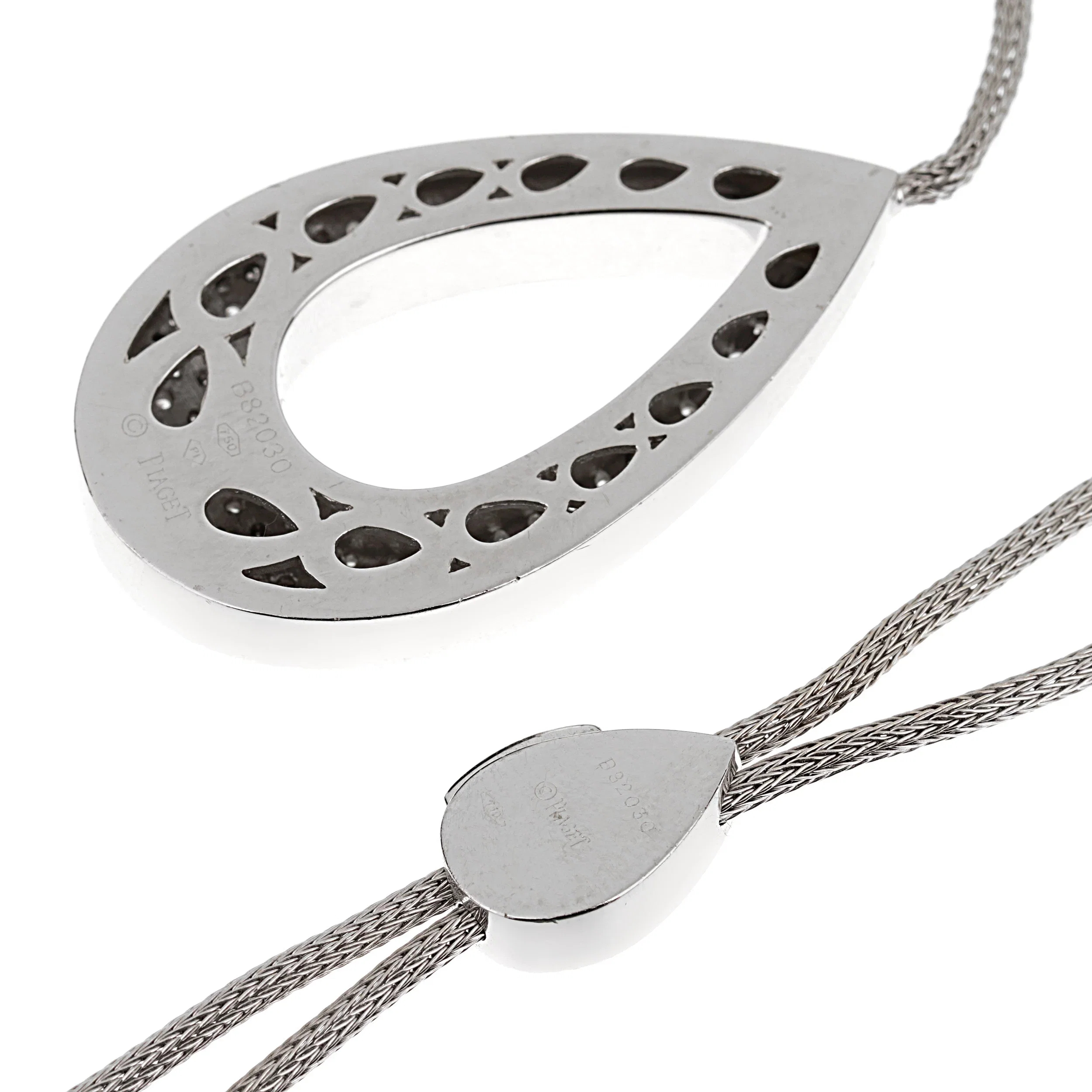 Piaget Pear Shaped Lariat Diamond 18k White Gold Necklace