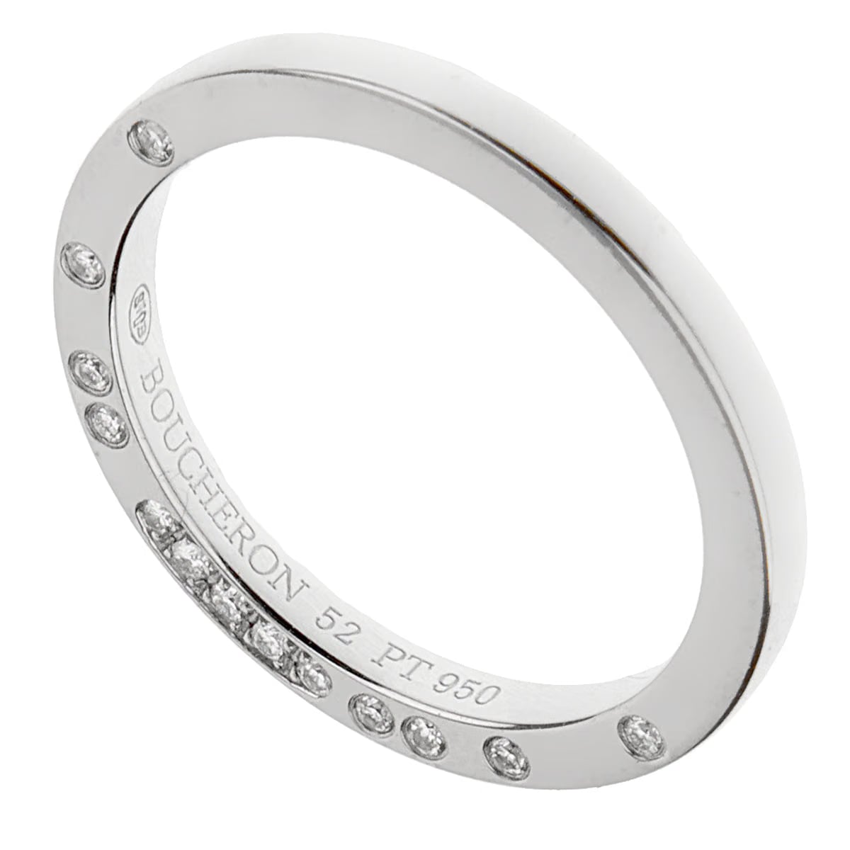 Boucheron Platinum Diamond Band Ring Sz 5 3/4