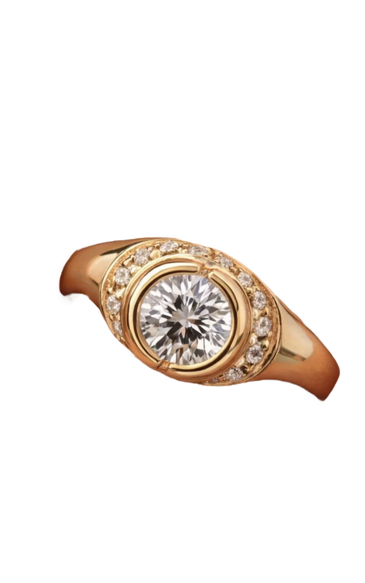 Bvlgari Diamond Solitaire Cocktail Yellow Gold Ring Sz 5 1/4