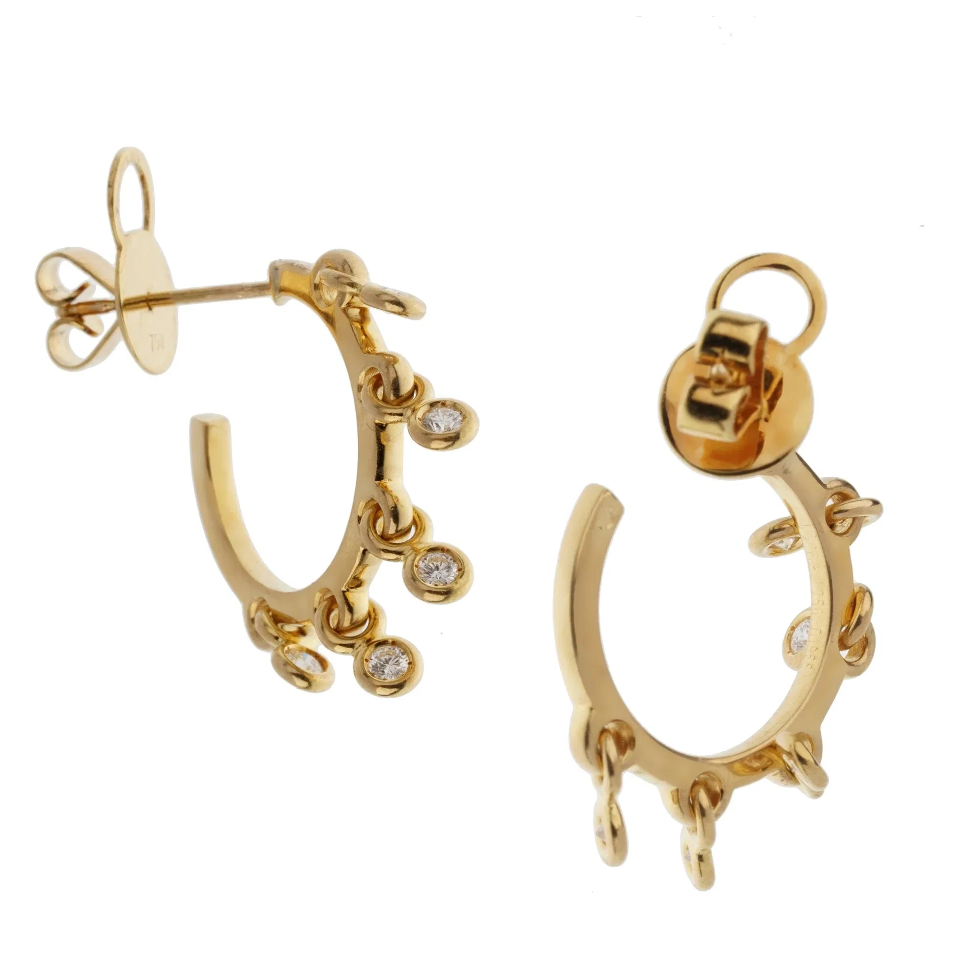 Christian Dior Dior Coquine Diamond Hoop 18k Yellow Gold Earrings