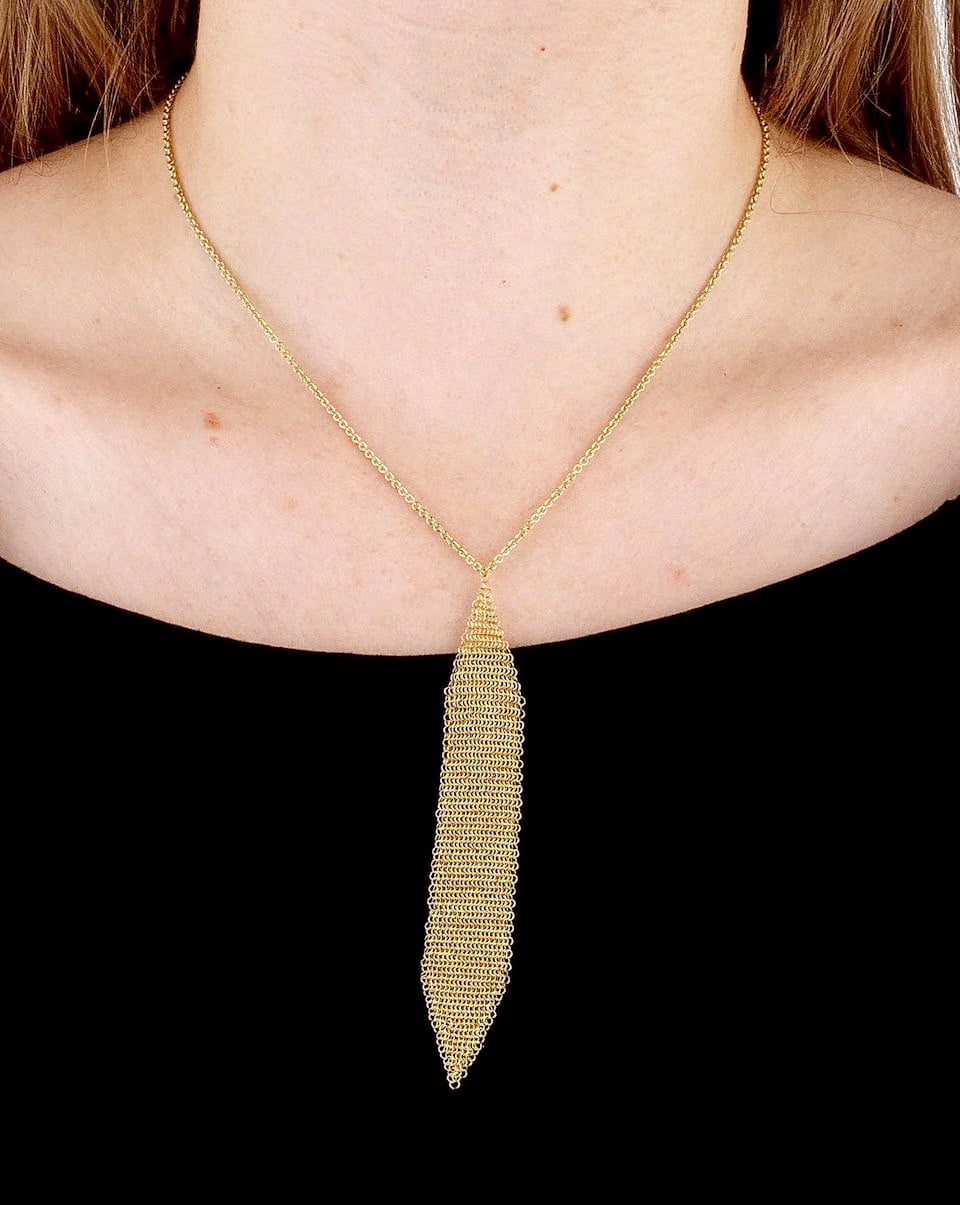 Tiffany & Co Elsa Peretti Mesh Tassel Drop 18k Yellow Gold Necklace