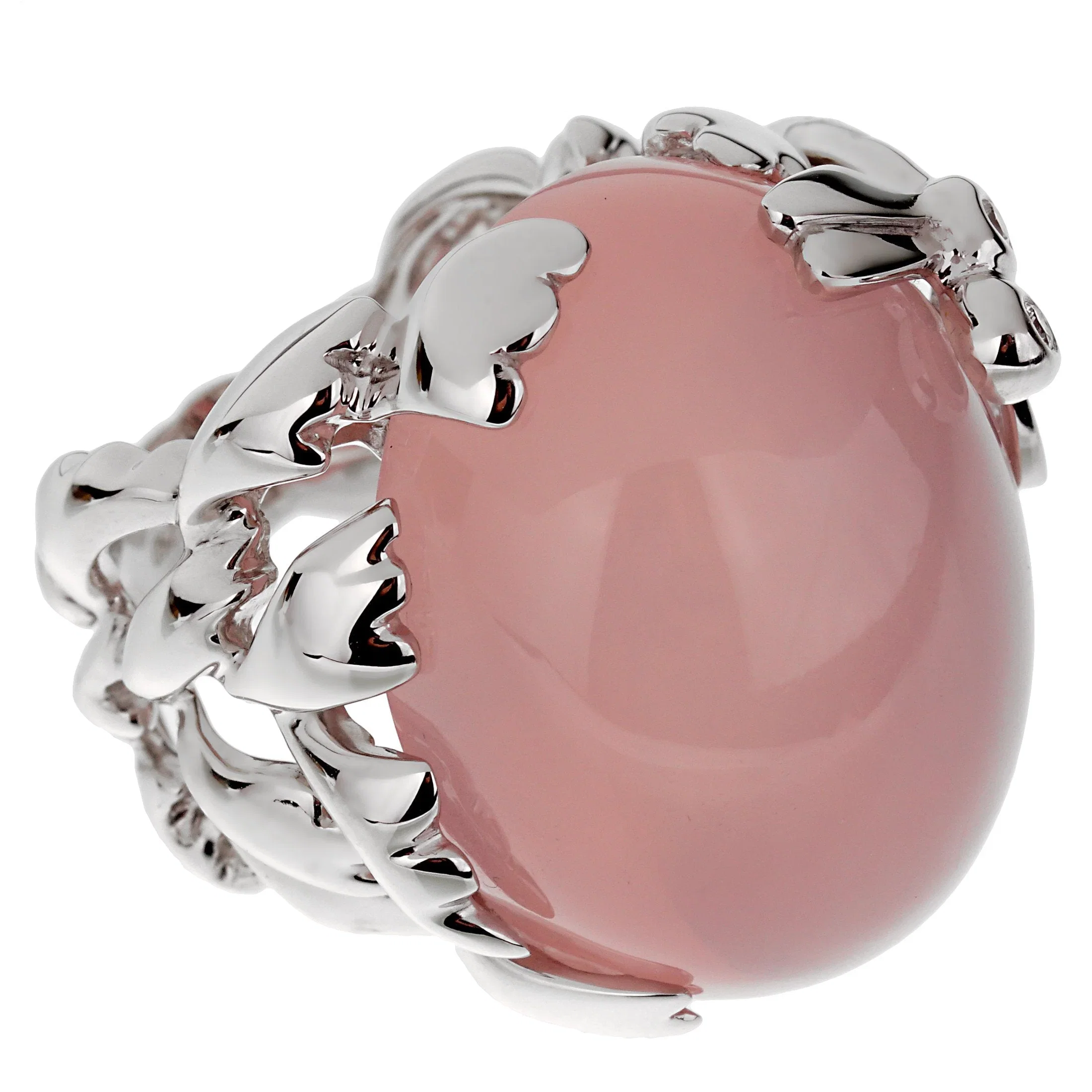 Christian Dior Dior Pink Quartz Diamond 18k White Gold Cocktail Ring Sz 5 1/2