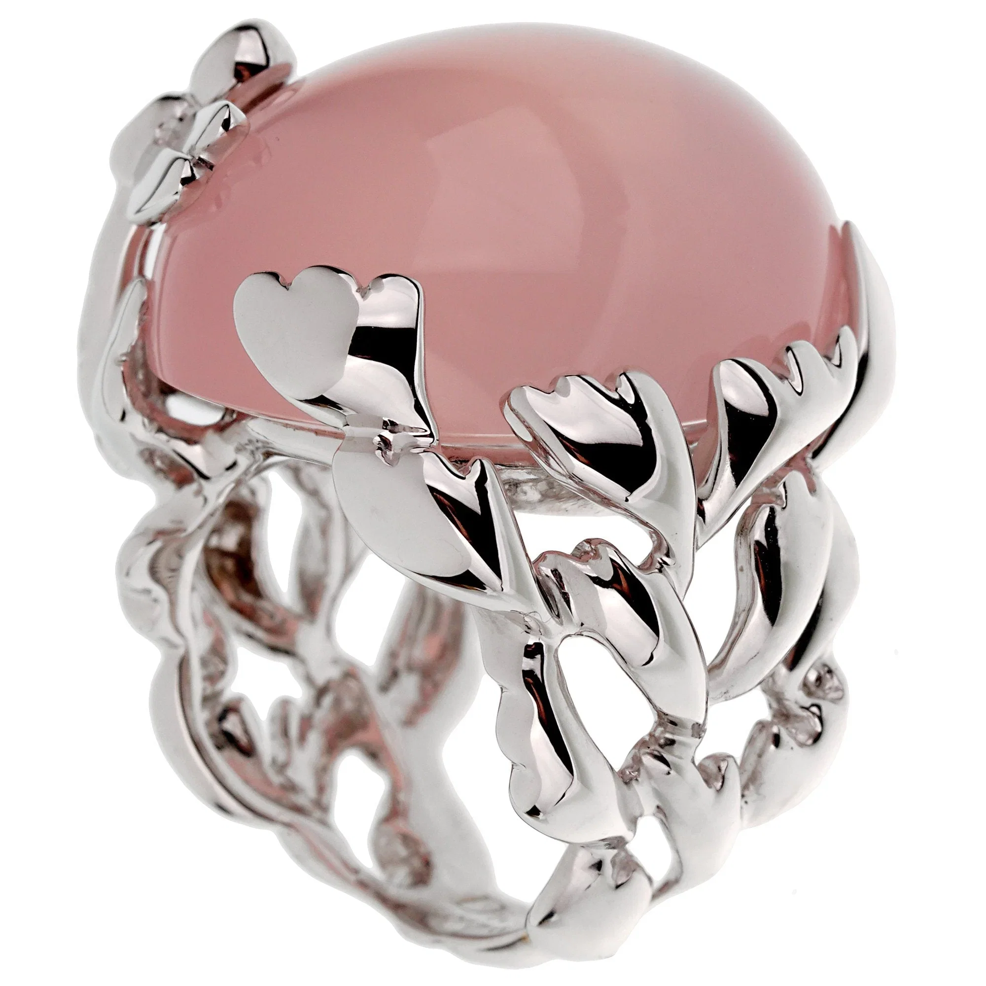 Christian Dior Dior Pink Quartz Diamond 18k White Gold Cocktail Ring Sz 5 1/2