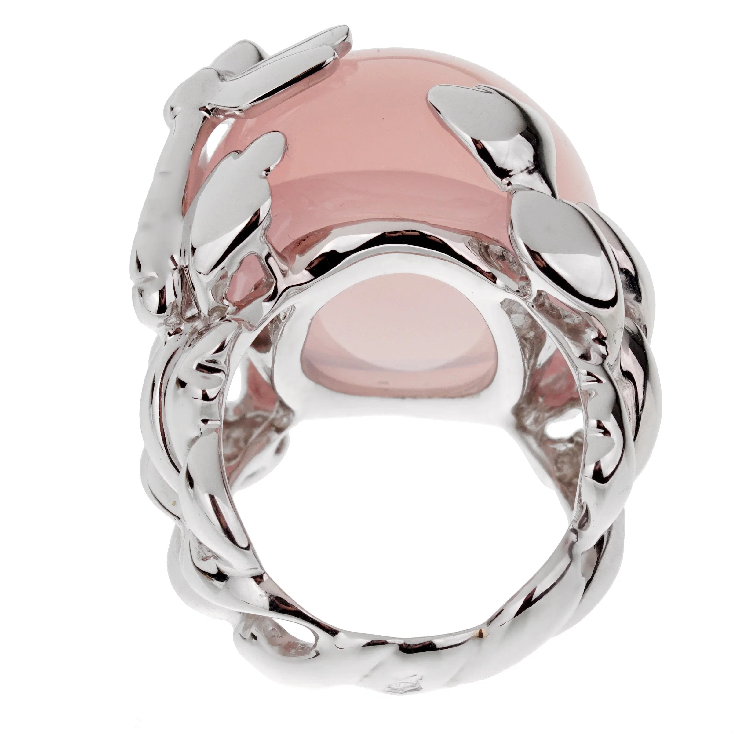 Christian Dior Dior Pink Quartz Diamond 18k White Gold Cocktail Ring Sz 5 1/2