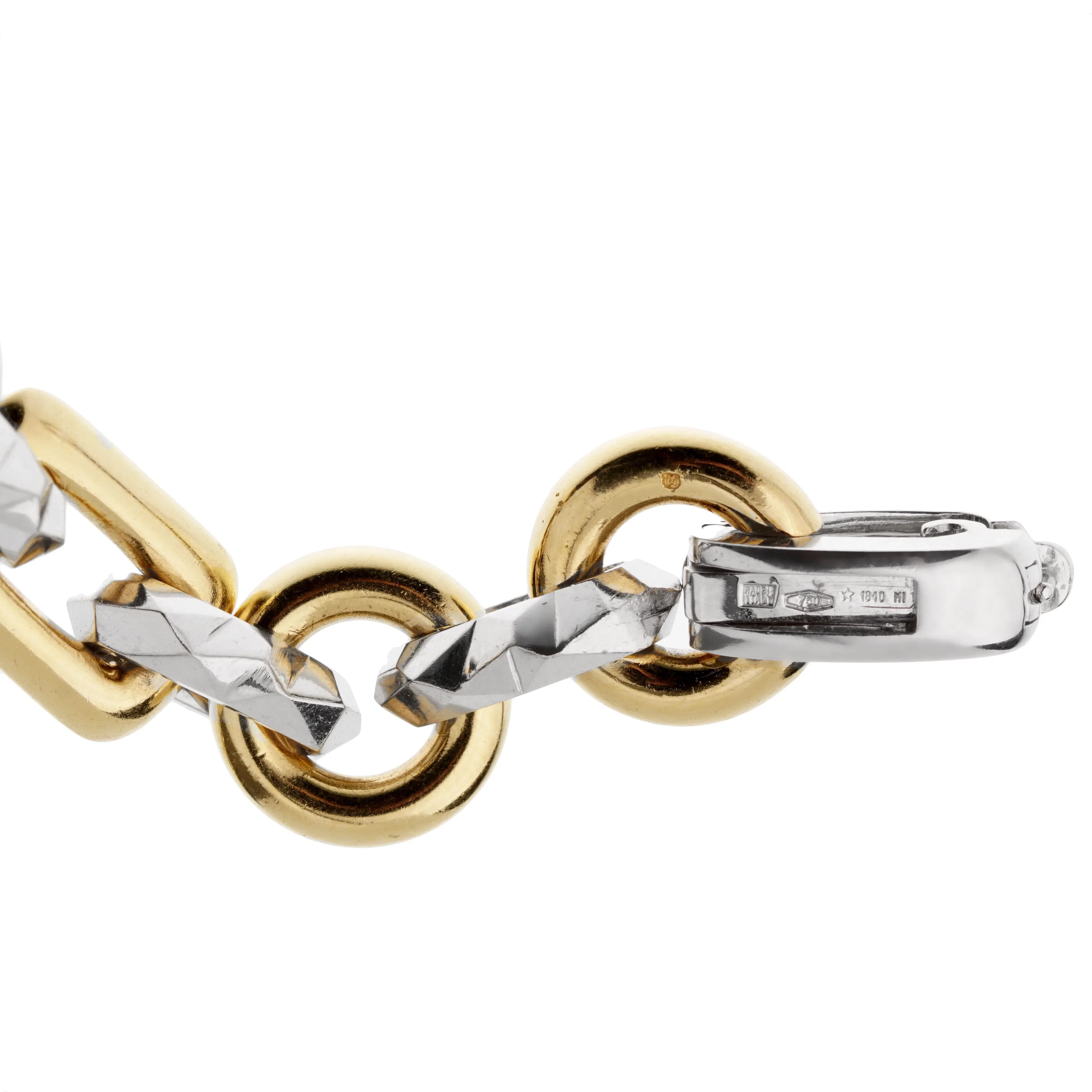Mikimoto Diamond Heart Cross 18k White Yellow Gold Charm Bracelet