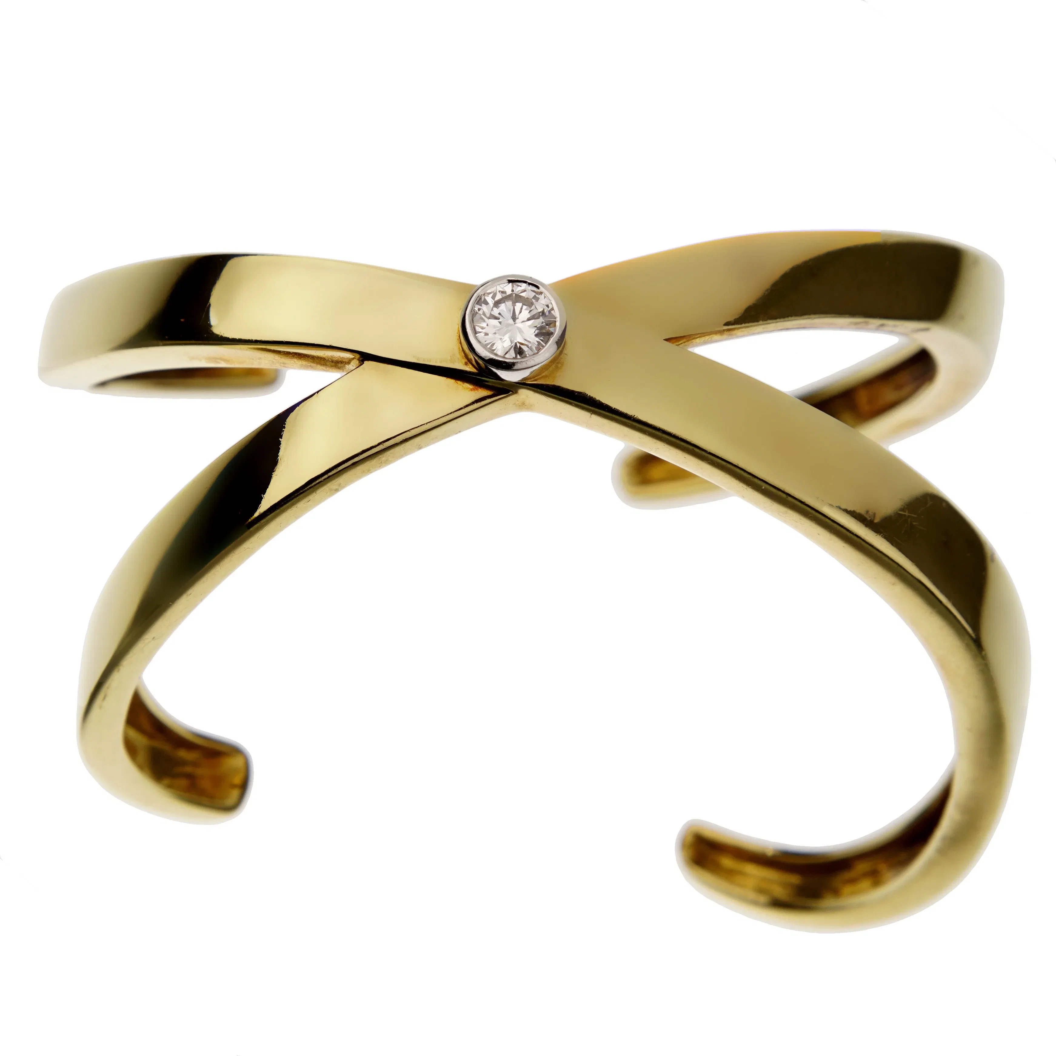 Tiffany & Co Graffiti Diamond 18k Yellow Gold Bangle Cuff Bracelet