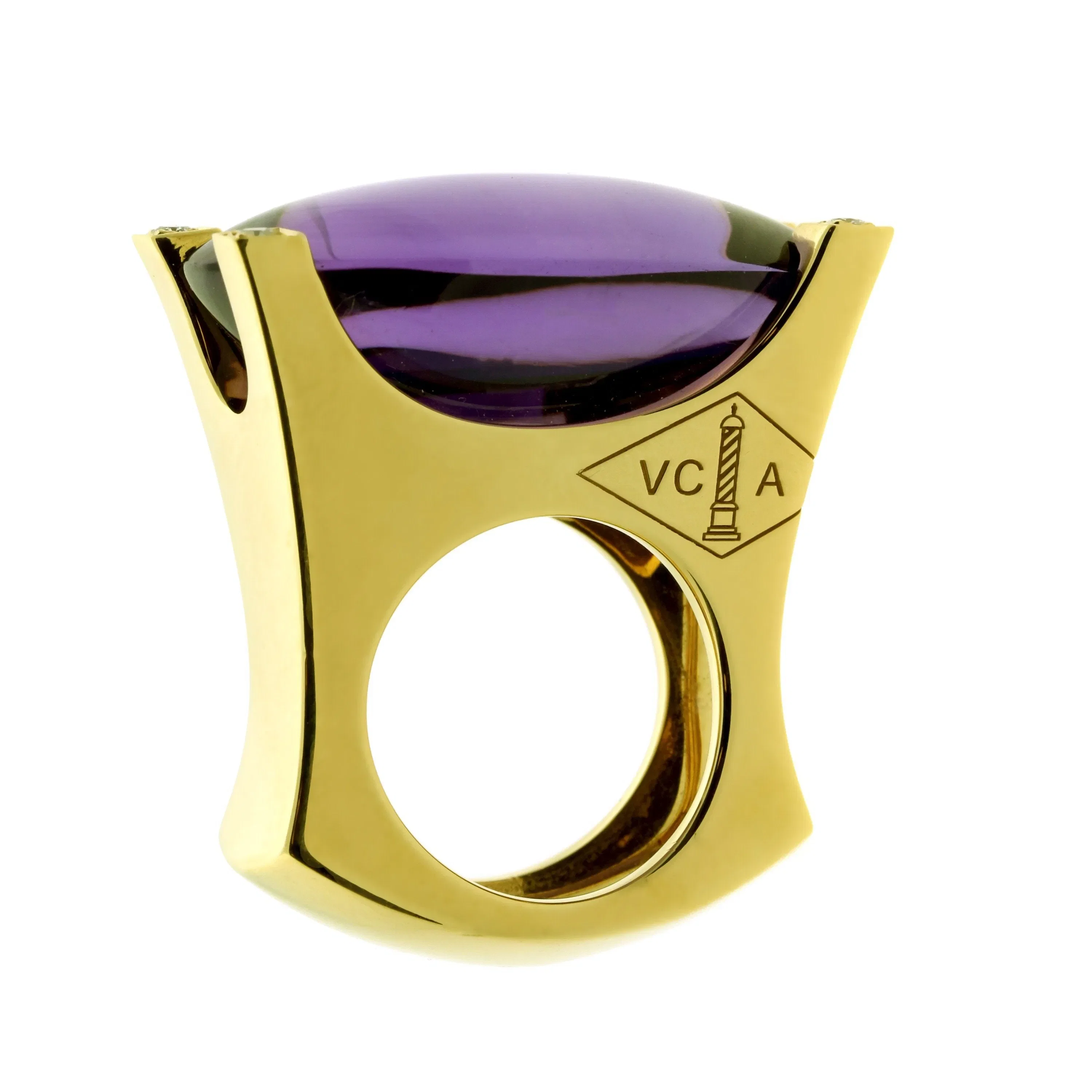 Van Cleef & Arpels Electra Amethyst Diamond 18k Yellow Gold Ring