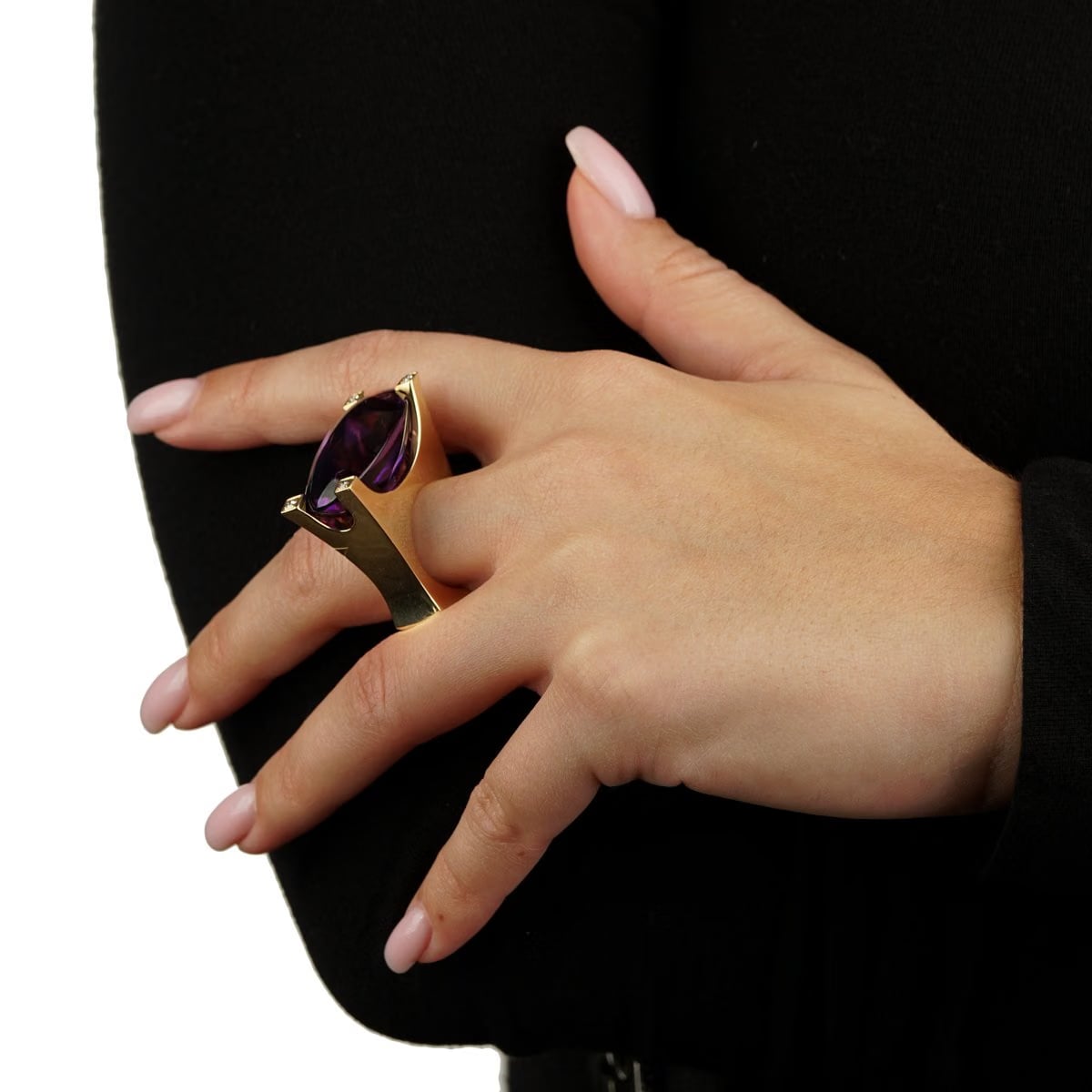 Van Cleef & Arpels Electra Amethyst Diamond 18k Yellow Gold Ring