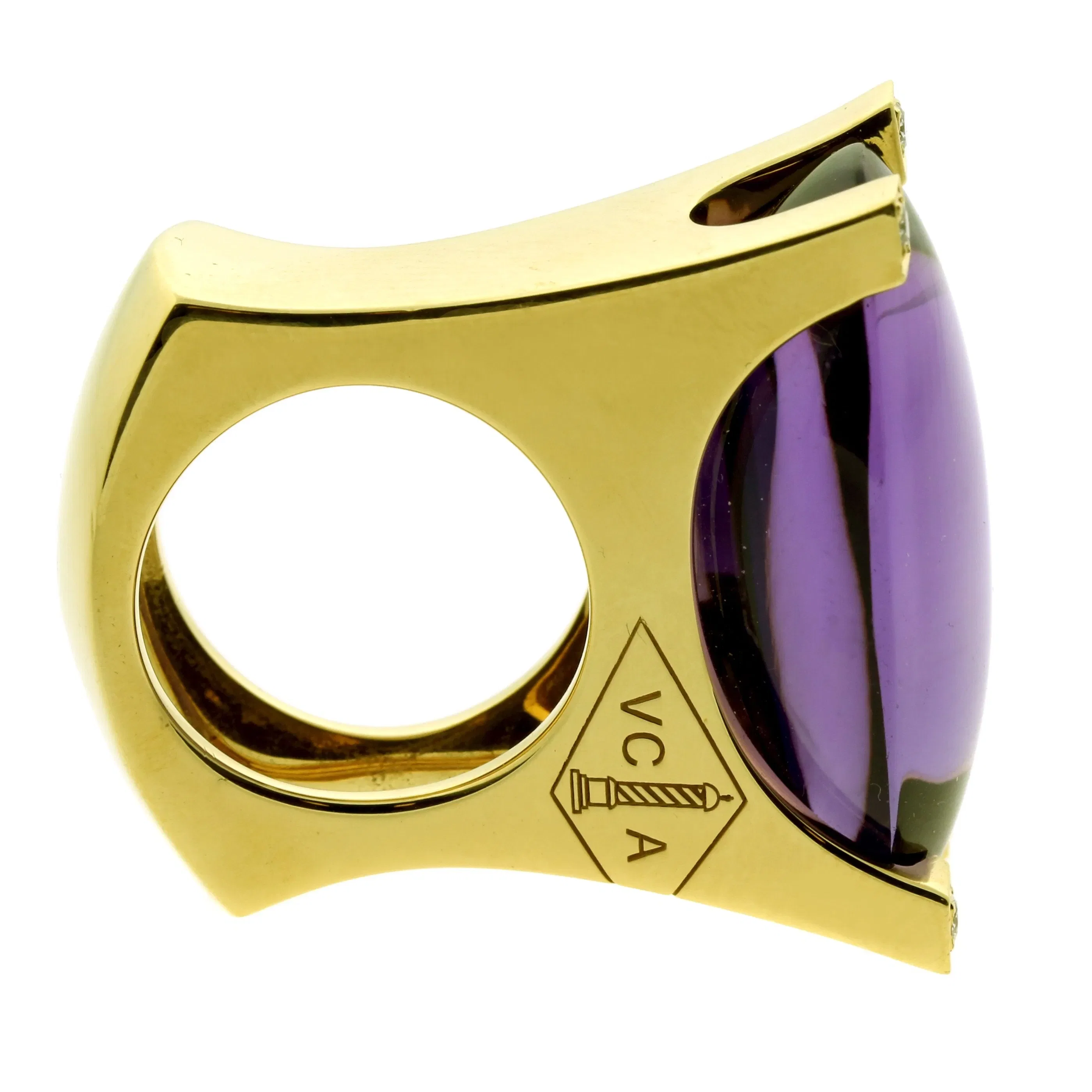 Van Cleef & Arpels Electra Amethyst Diamond 18k Yellow Gold Ring