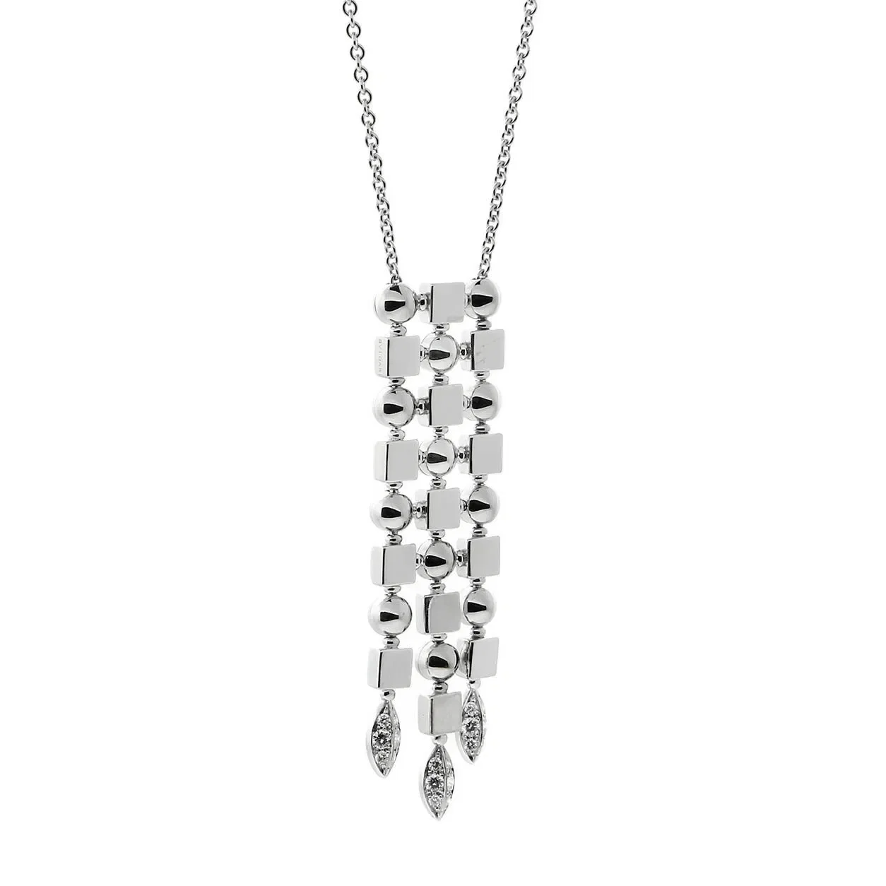 Bvlgari Bulgari Lucea 18k White Gold Diamond Drop Pendant Necklace