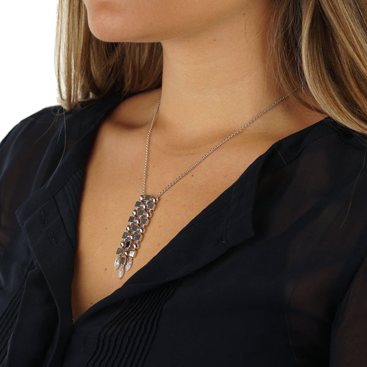 Bvlgari Bulgari Lucea 18k White Gold Diamond Drop Pendant Necklace