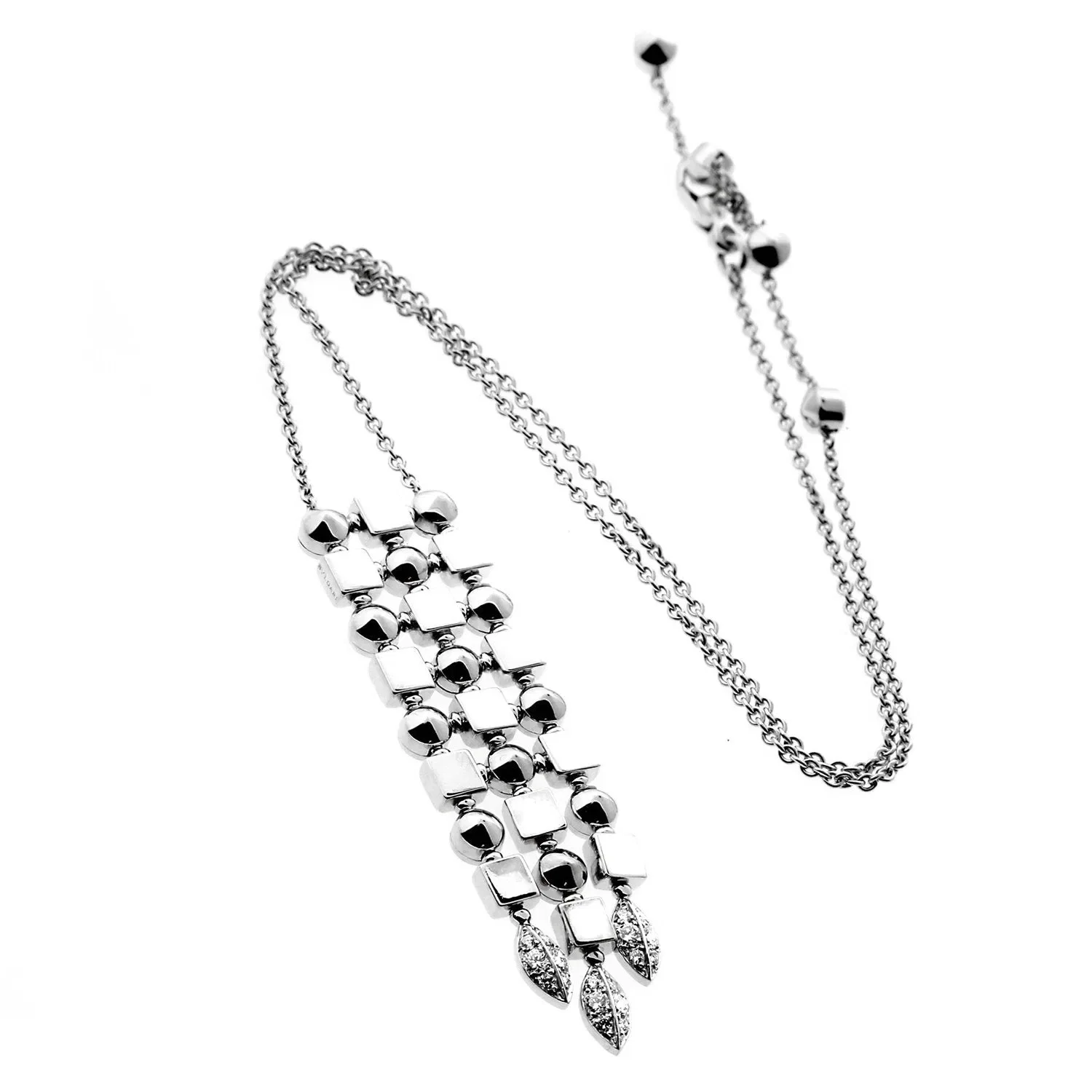 Bvlgari Bulgari Lucea 18k White Gold Diamond Drop Pendant Necklace