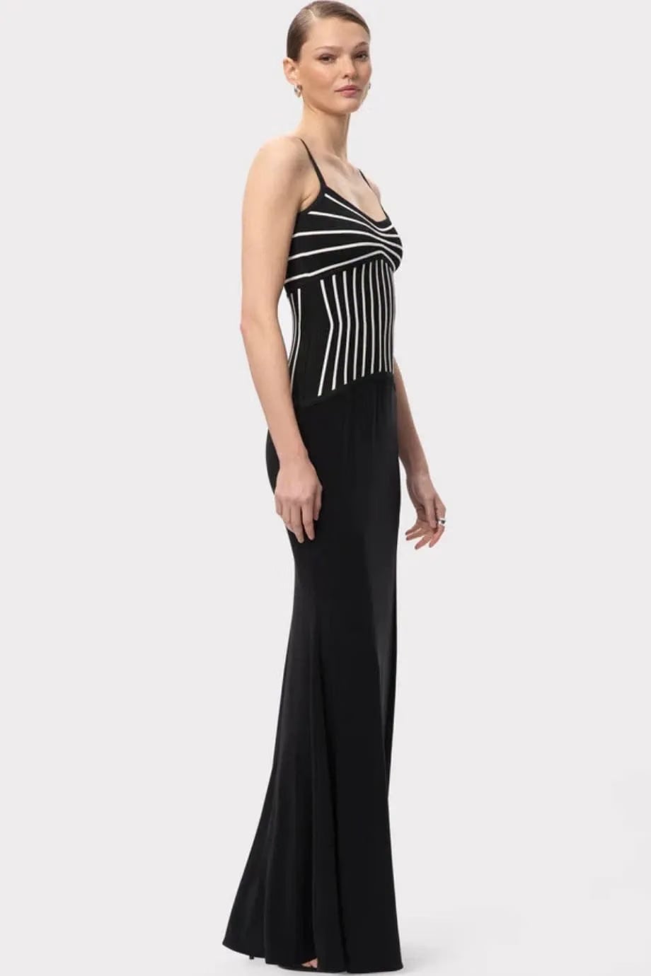Hervé Léger Ophelia Sleeveless Thigh Slit Knit Maxi Dress In Black