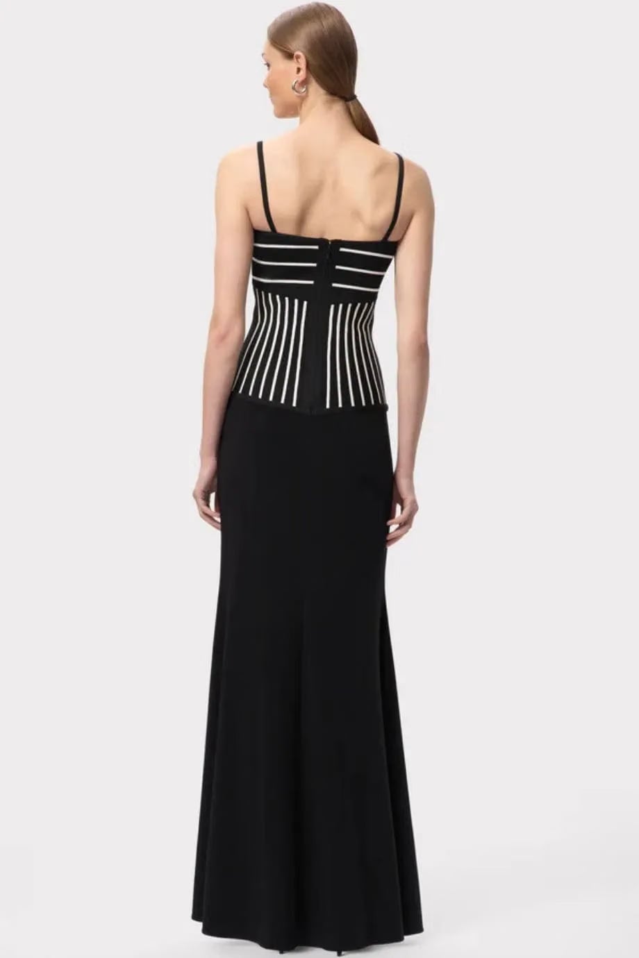 Hervé Léger Ophelia Sleeveless Thigh Slit Knit Maxi Dress In Black