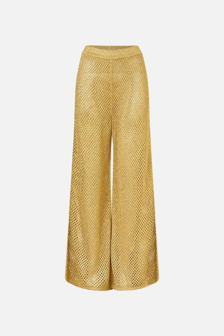 Camilla Ottoman Dynasty Wide Legged Flare Knit Pants in Beige