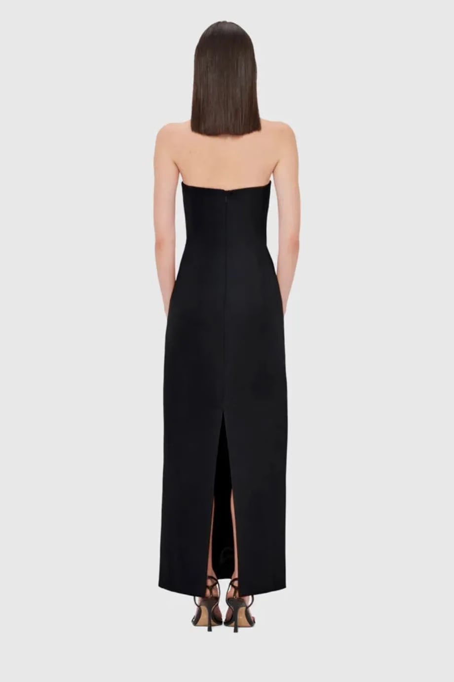 Leo Lin Rayna Embellished Wool Silk Blend Bustier Maxi Dress in Black