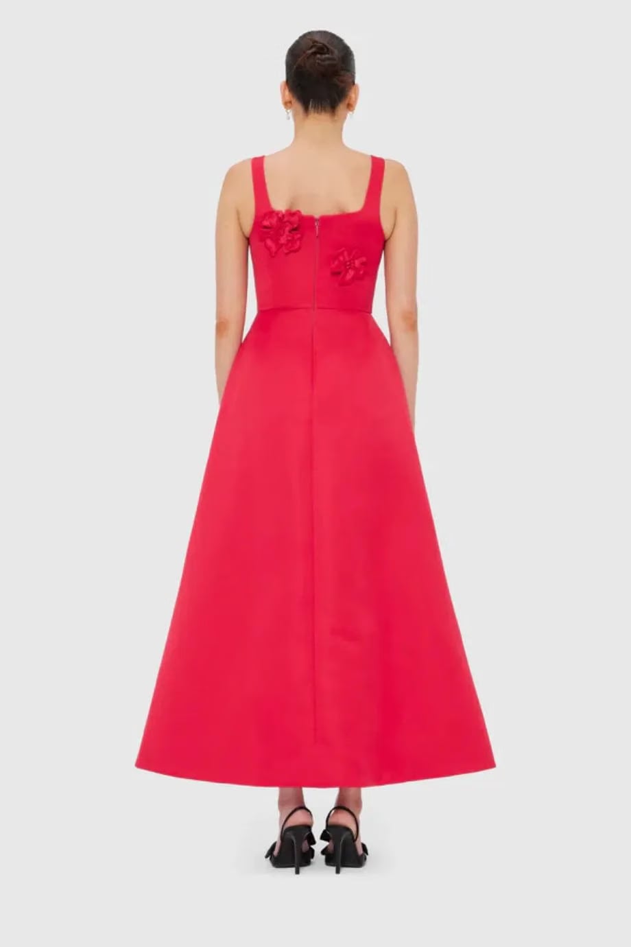 Leo Lin Rianne Floral Applique Sleeveless Maxi Dress in Red