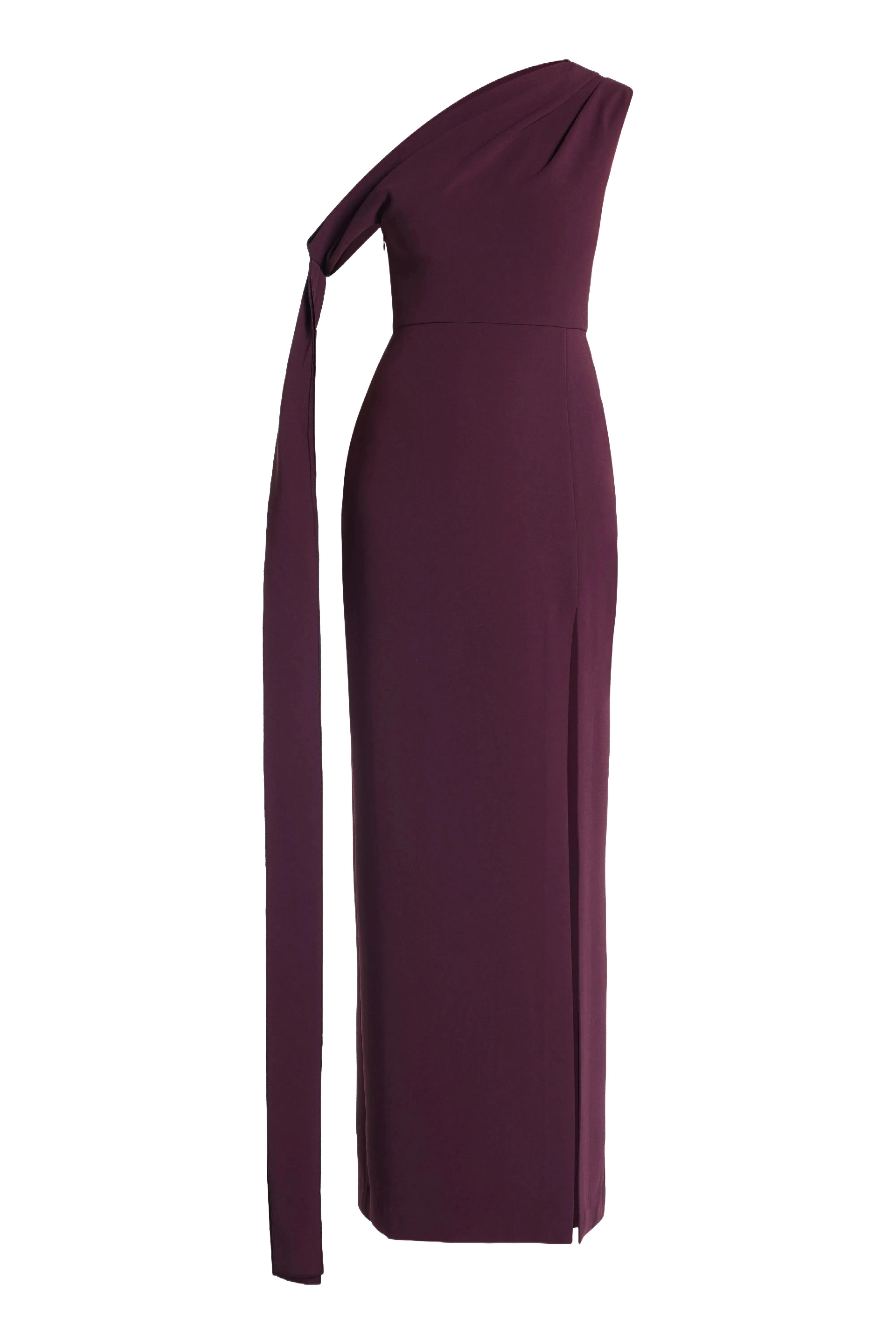 Solace London Irina One Shoulder Evening Dress in Burgundy