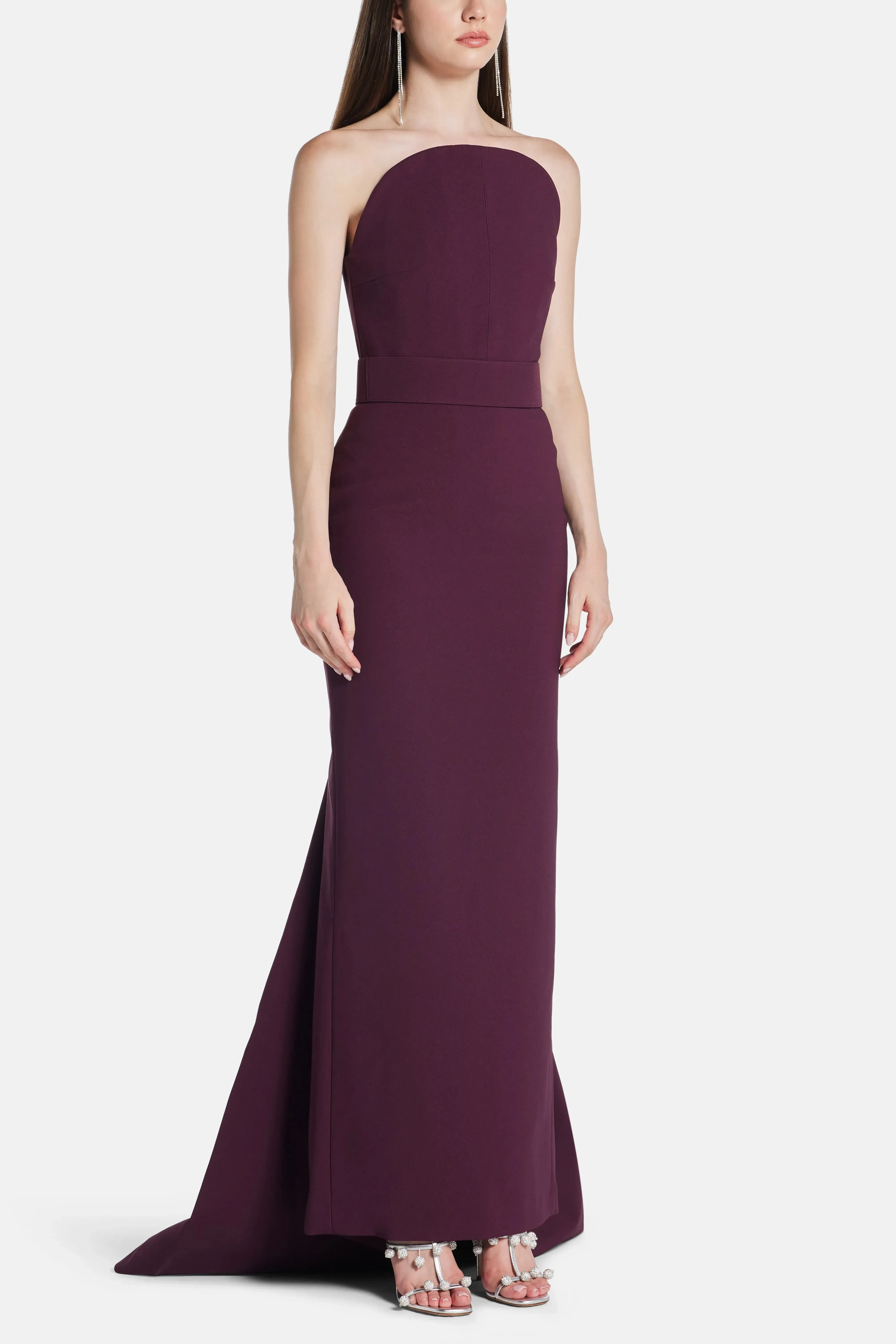 Solace London Citra Evening Gown in Burgundy