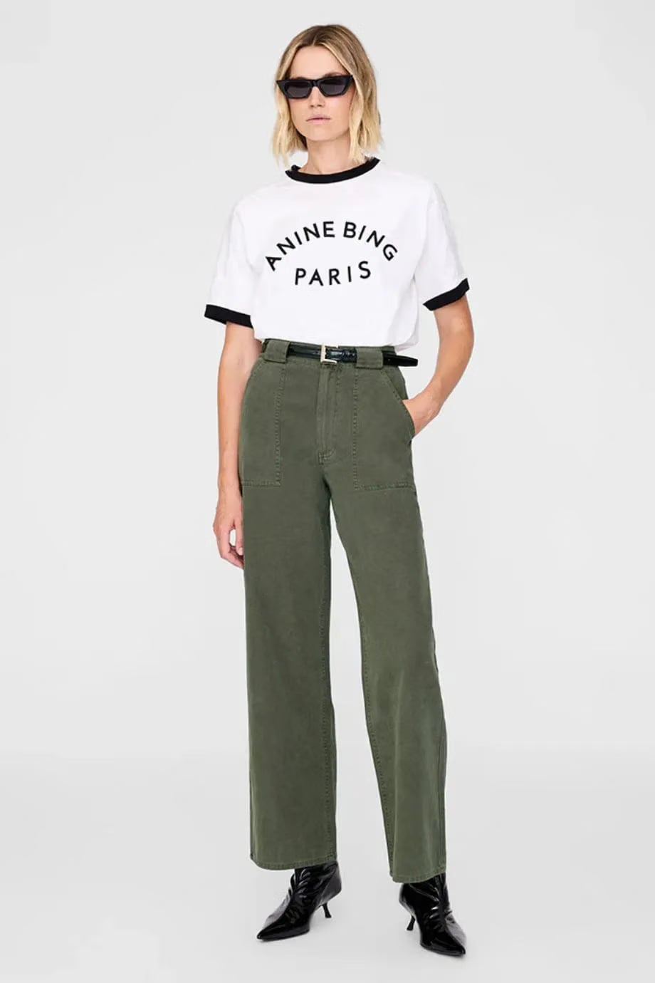 ANINE BING Grayson Cotton Cargo Pants in Green