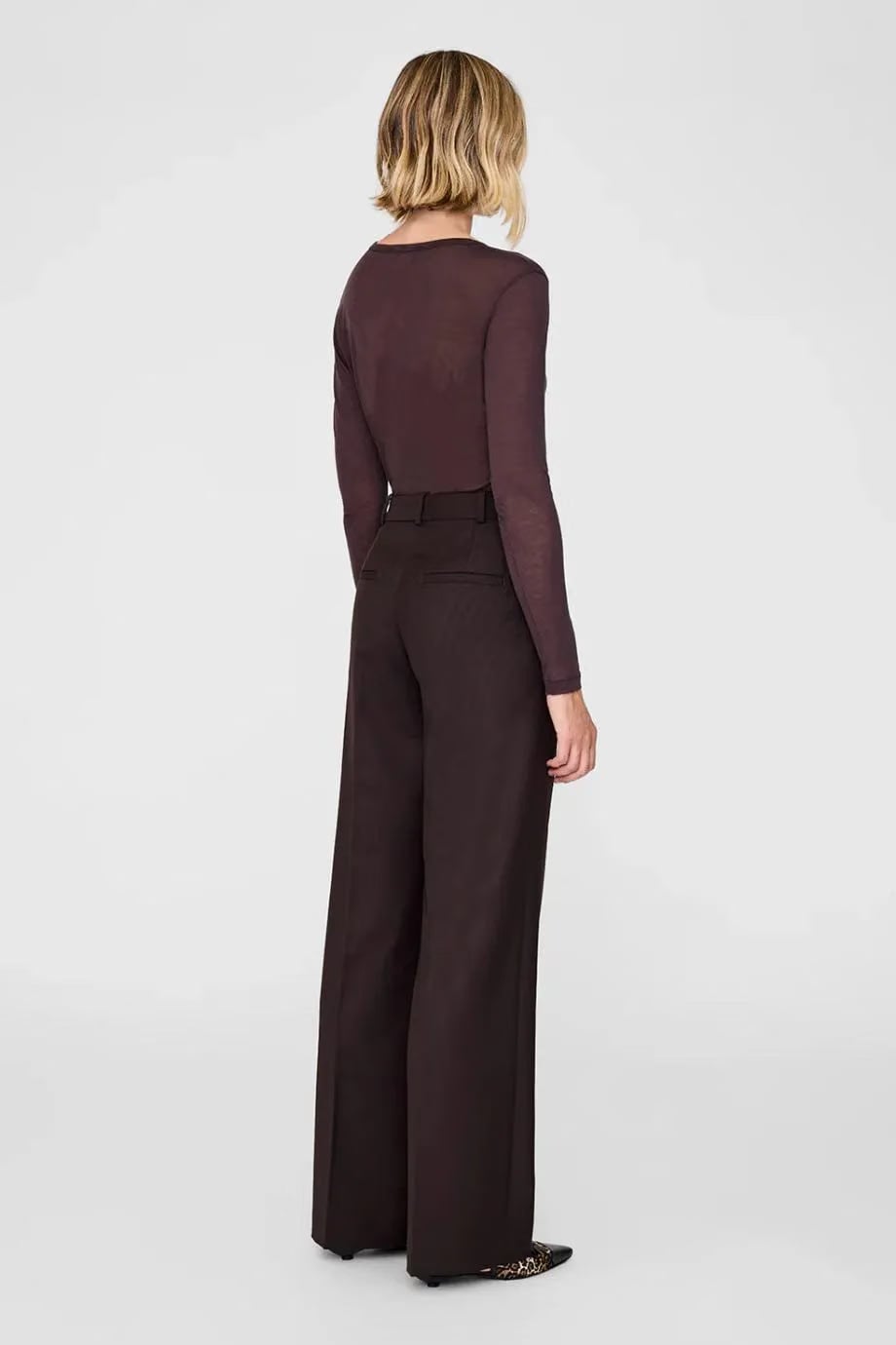 ANINE BING Trent Wool Trousers in Brown