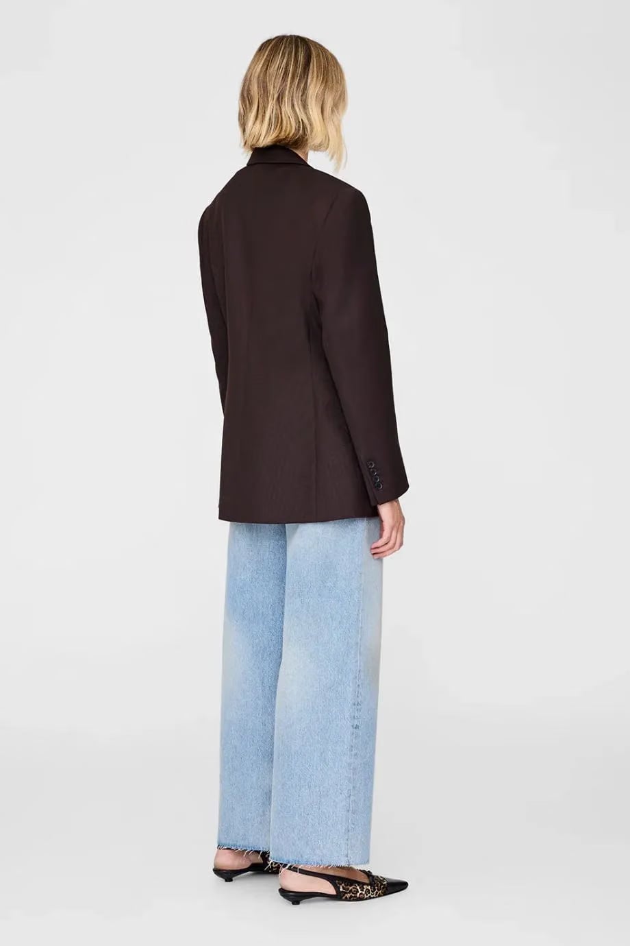 ANINE BING Aretha Wool Blazer in Brown