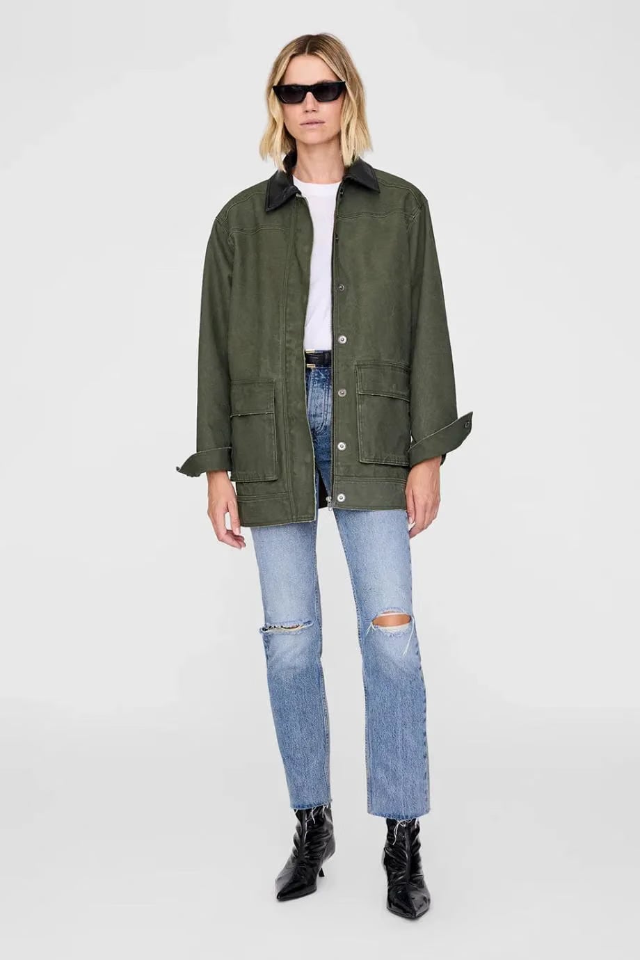 ANINE BING Sean Cotton Jacket in Green