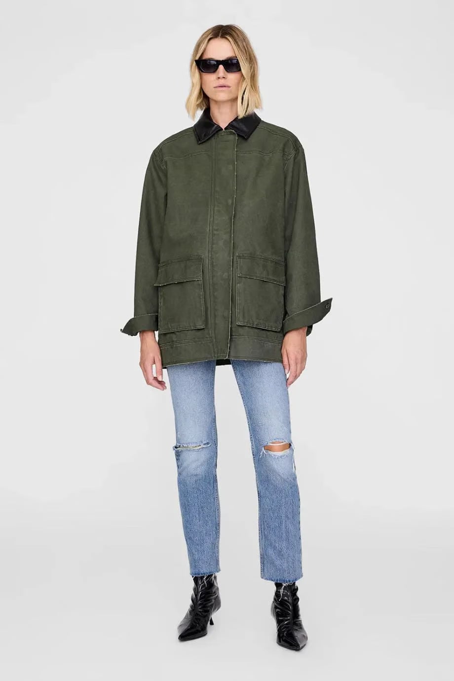 ANINE BING Sean Cotton Jacket in Green
