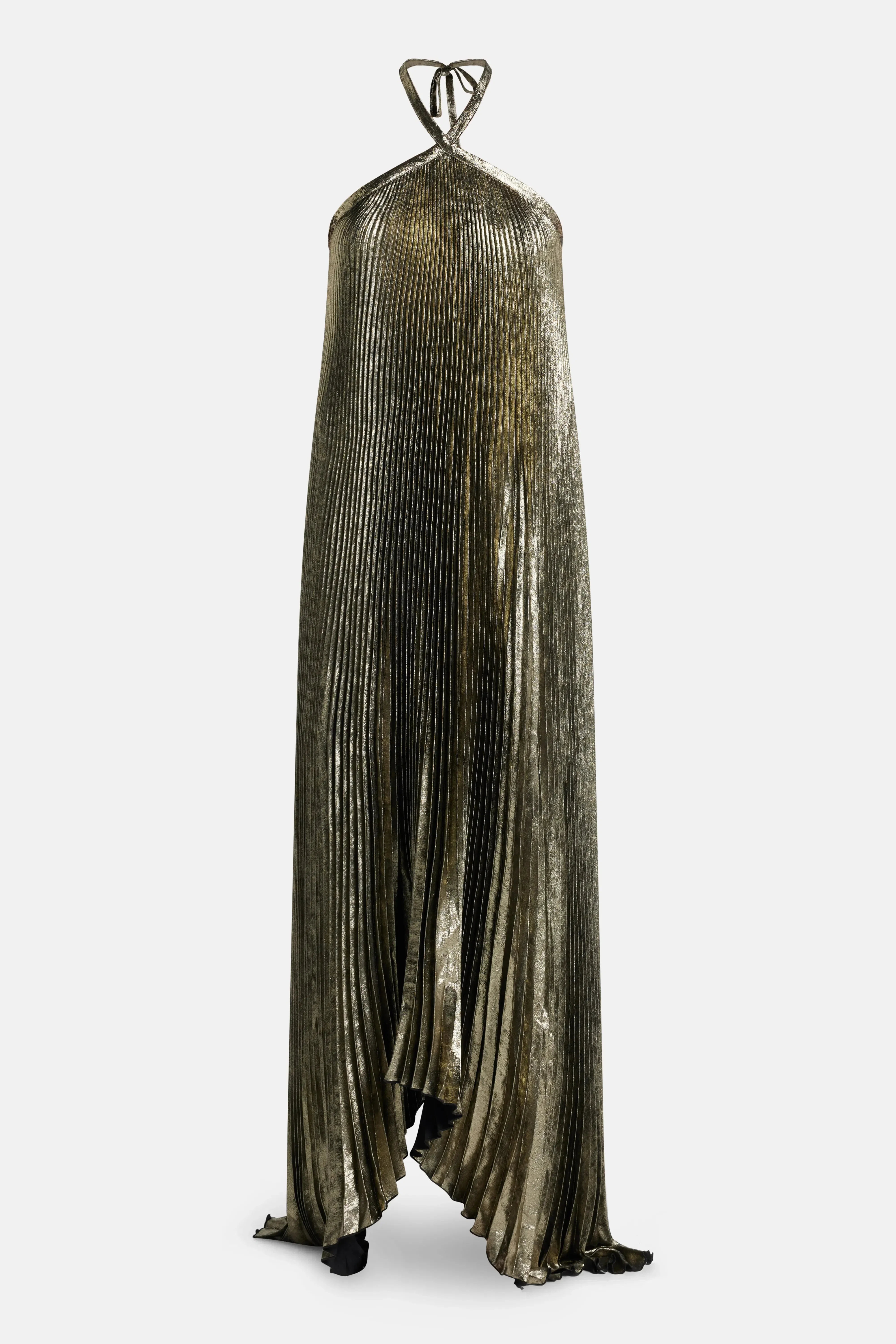 L'IDÉE Deesse Shimmer Evening Dress in Gold