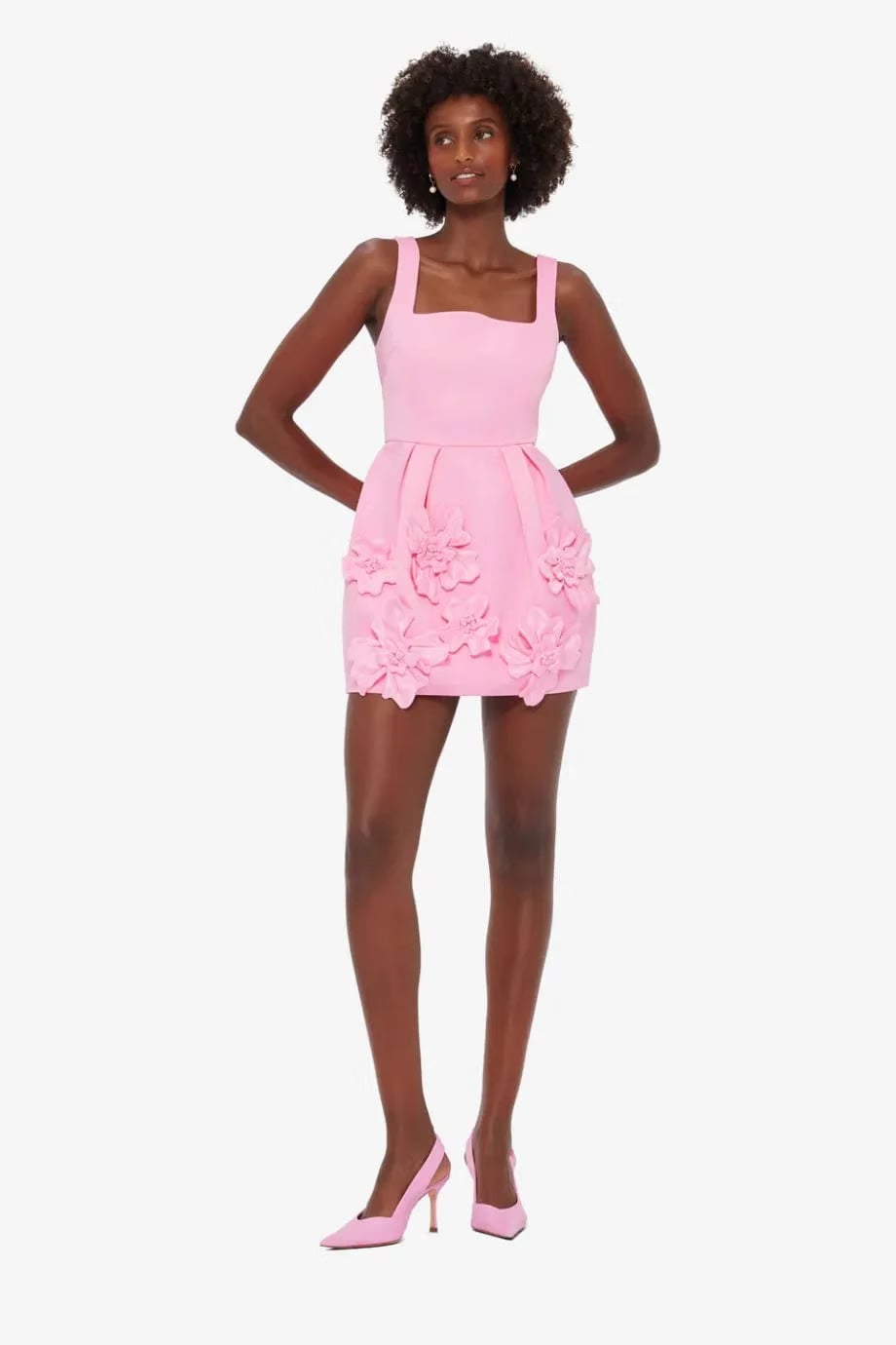 Leo Lin Piper Floral Applique Sleeveless Mini Dress in Pink