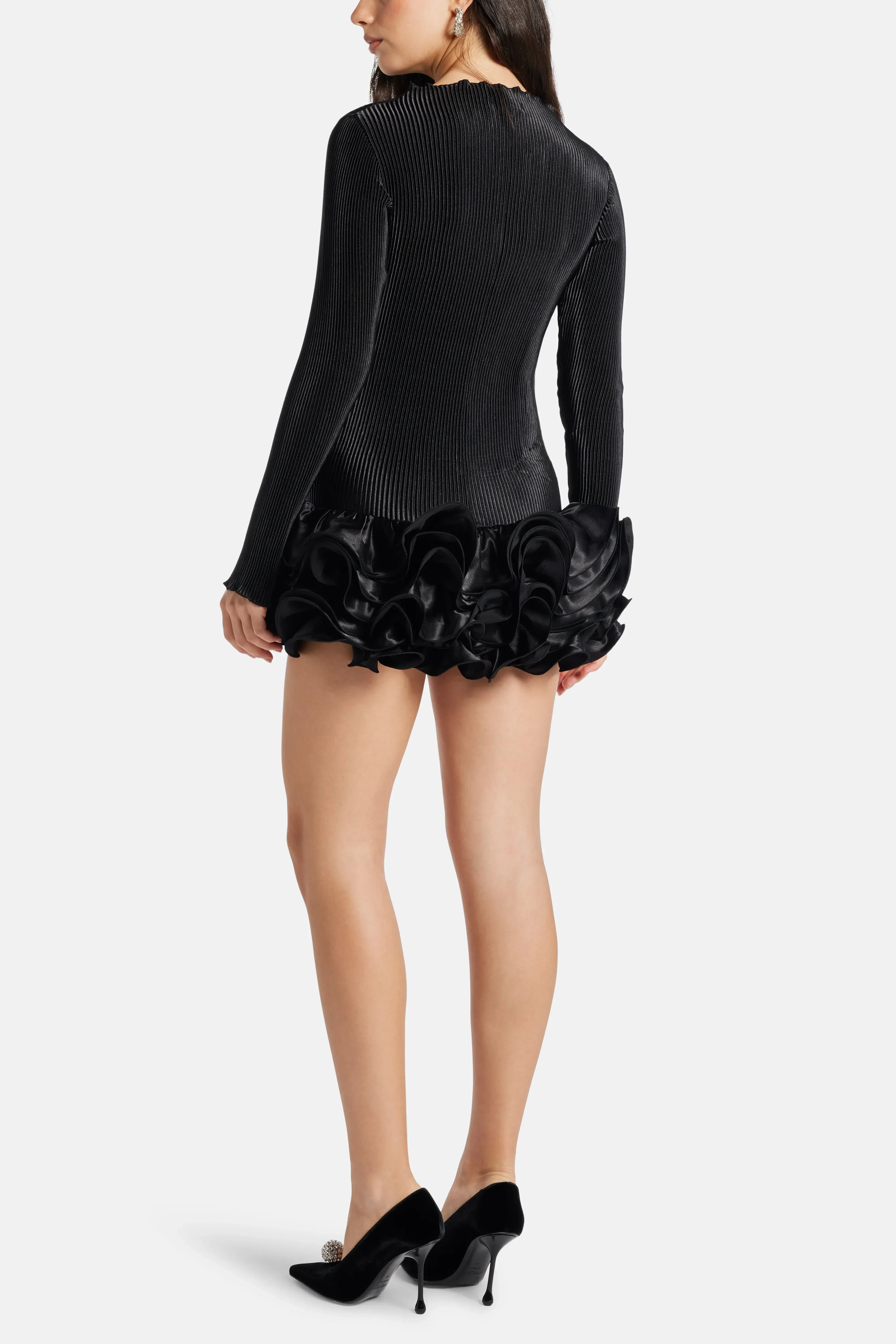 L'IDÉE Park Avenue Pleated Mini Dress in Black