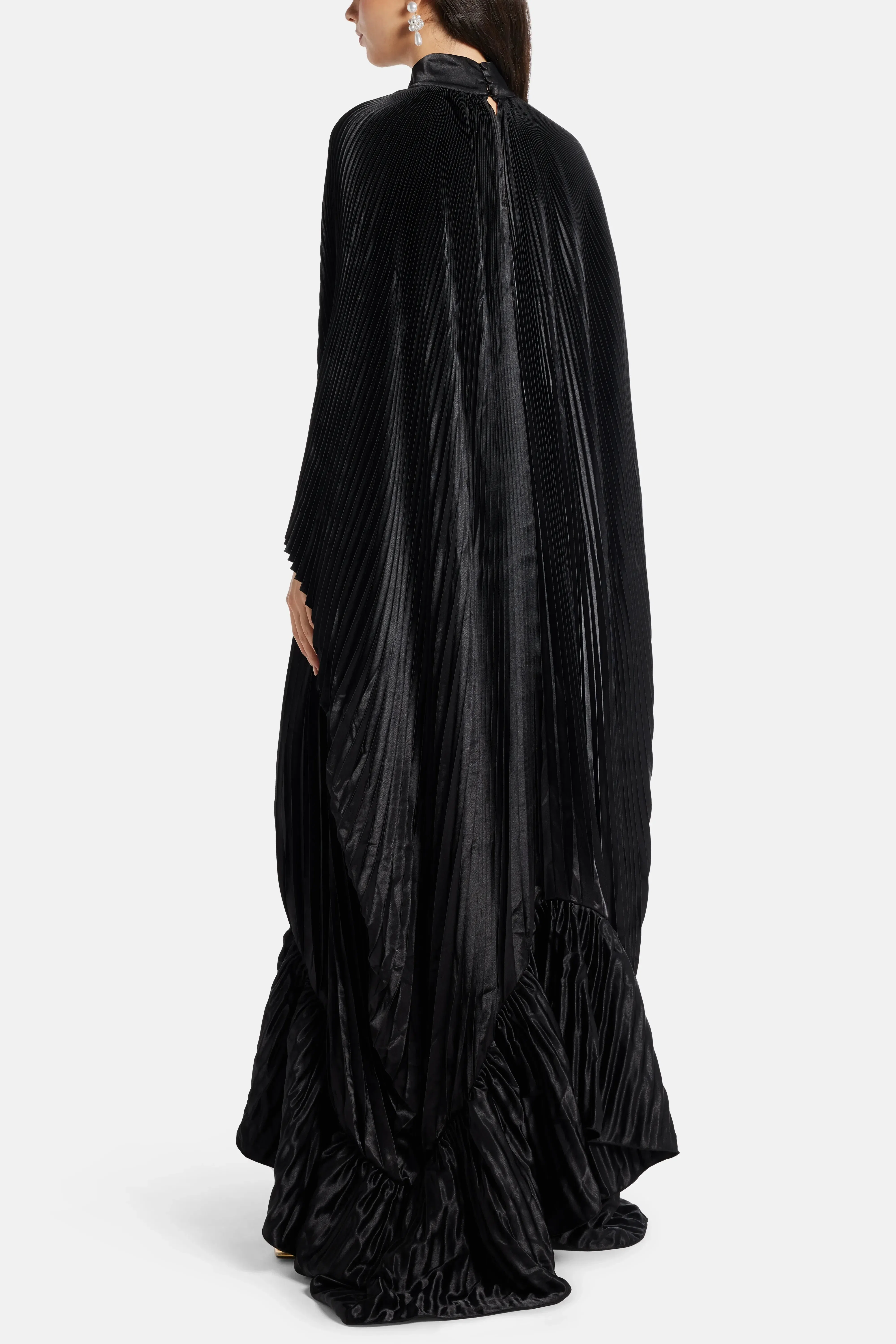 L'IDÉE Empire Pleated Evening Dress in Black