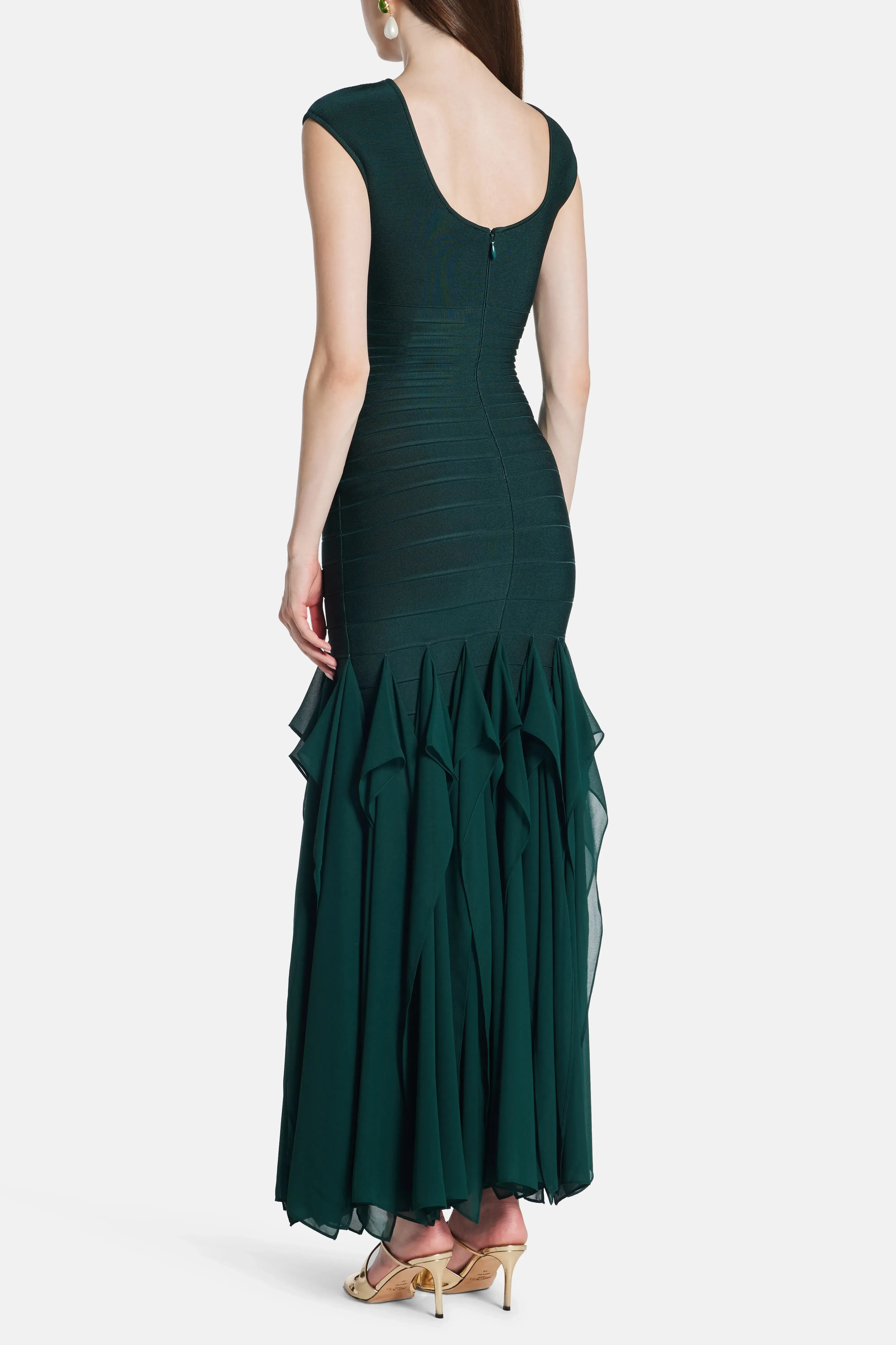 Hervé Léger Mya Knit Bandage Maxi Dress in Green