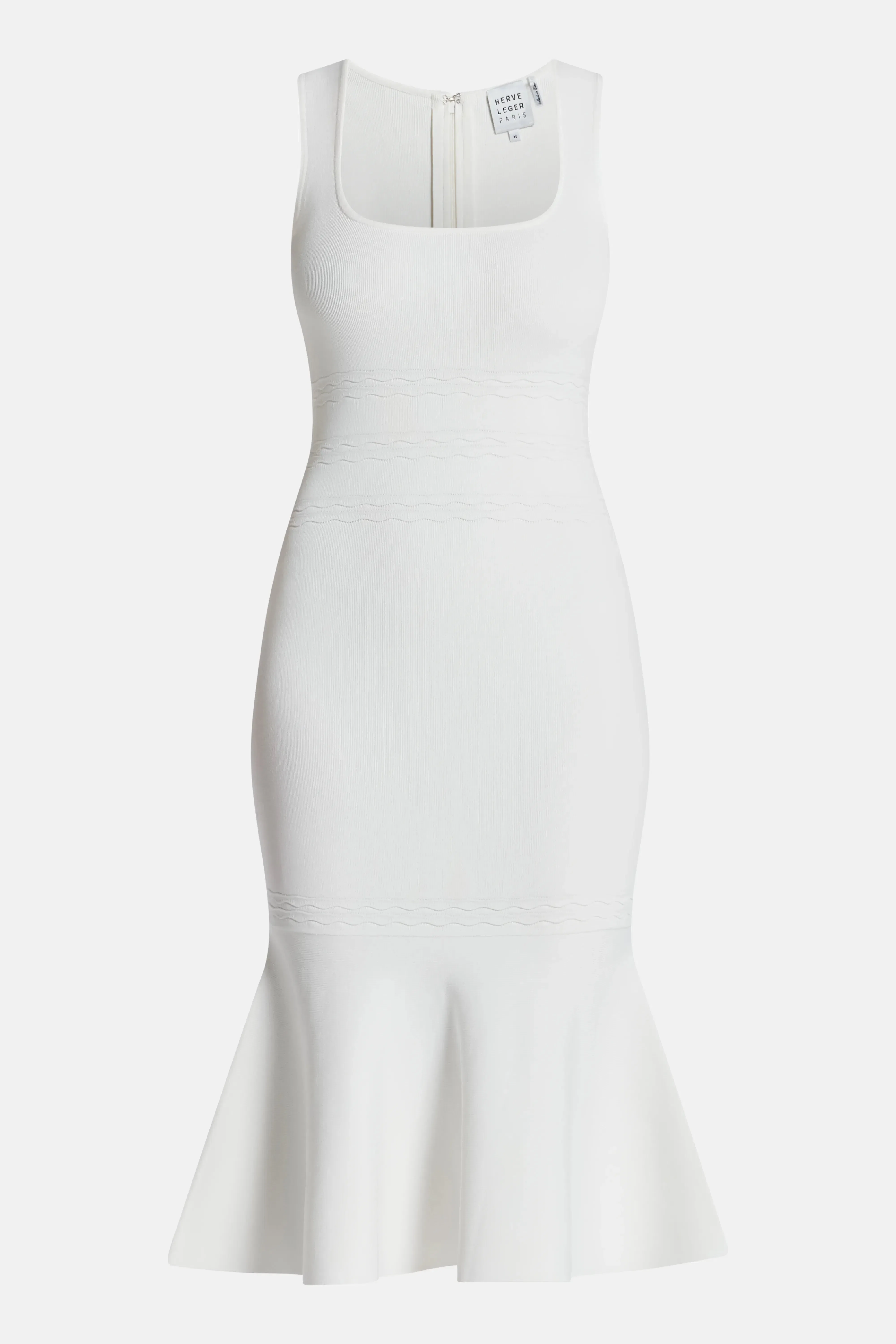 Hervé Léger Camille Sleeveless Knit Bandage Midi Dress in White