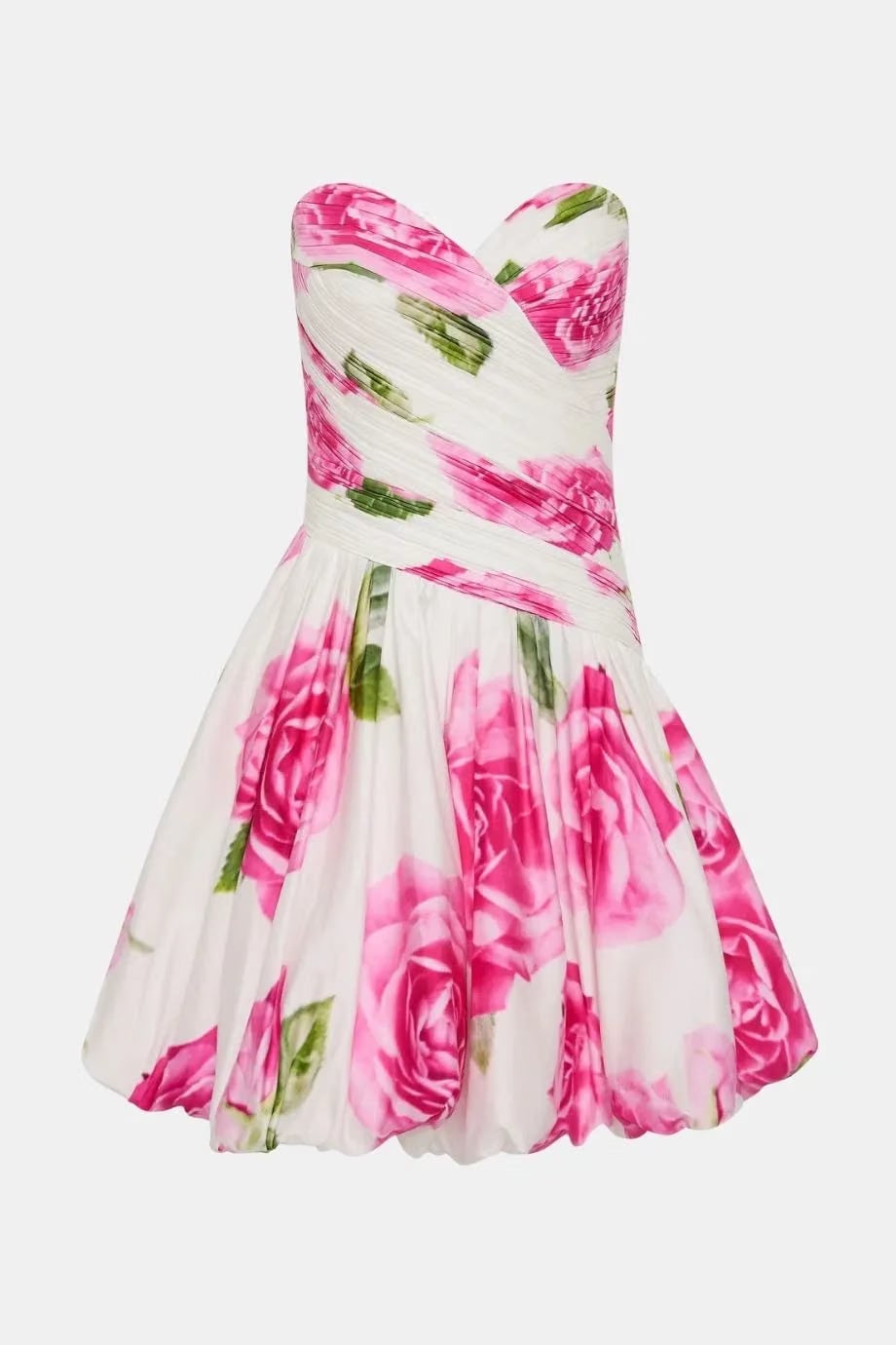 Aje Olea Floral Bubble Hem Cotton Mini Dress in Pink