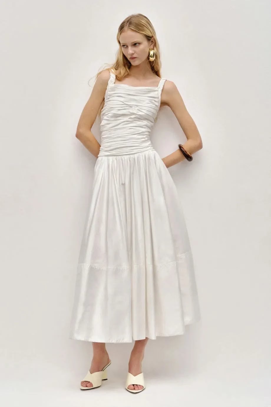 Aje Star Sleeveless Cotton Midi Dress in White