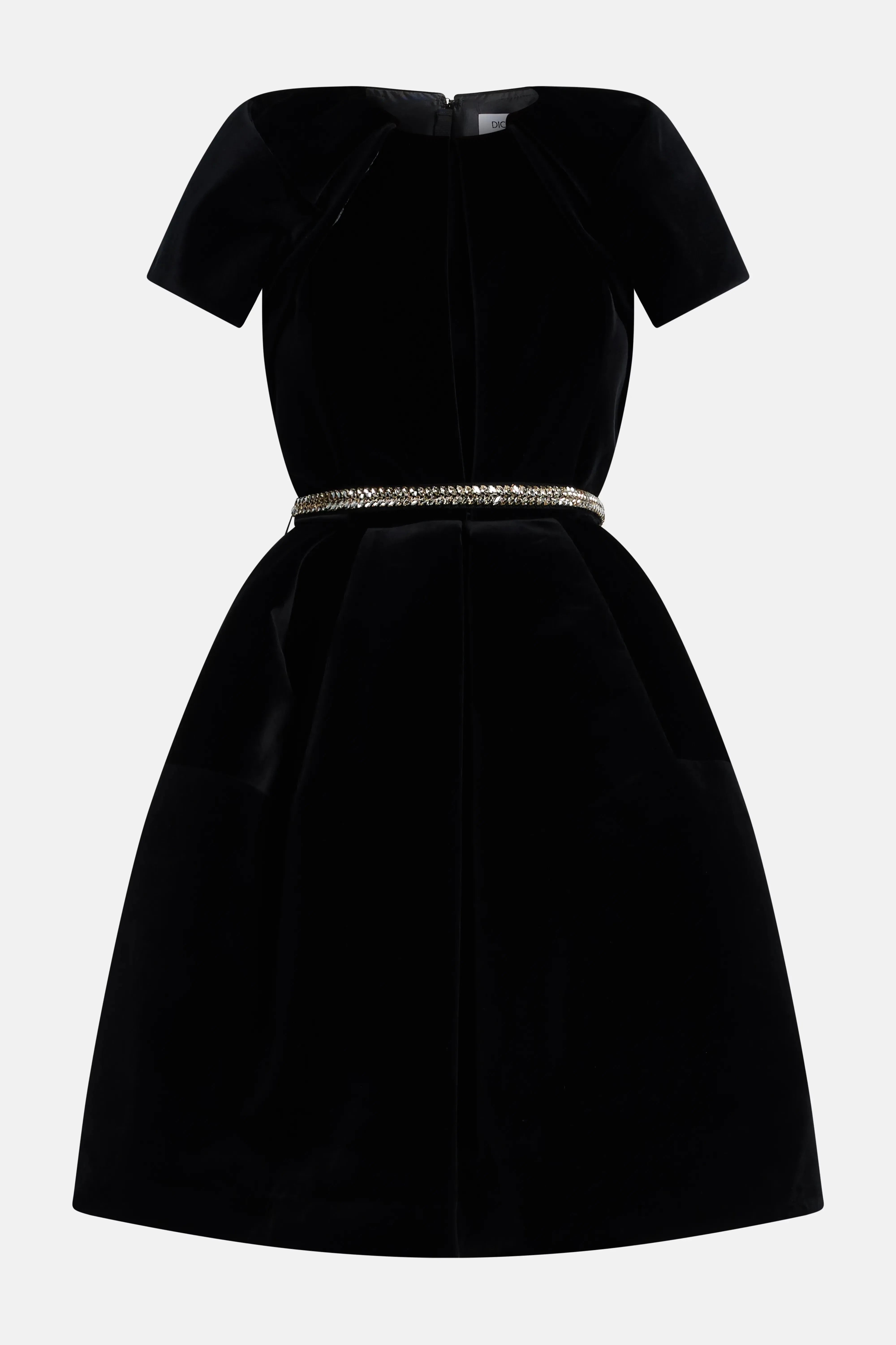 Dice Kayek Velvet Mini Dress in Black with Crystal Belt