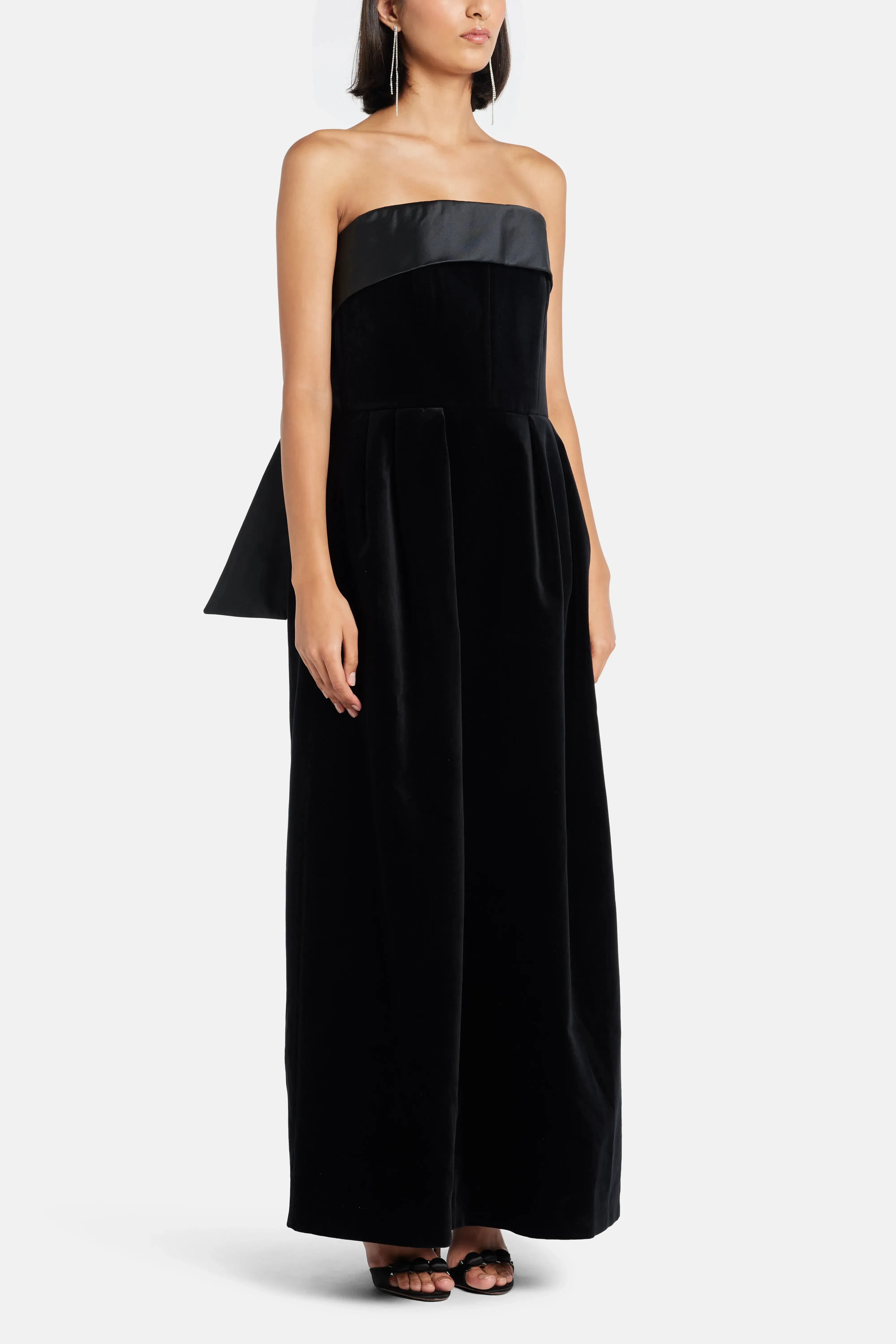 Dice Kayek Velvet Strapless Bow Back Evening Dress in Black