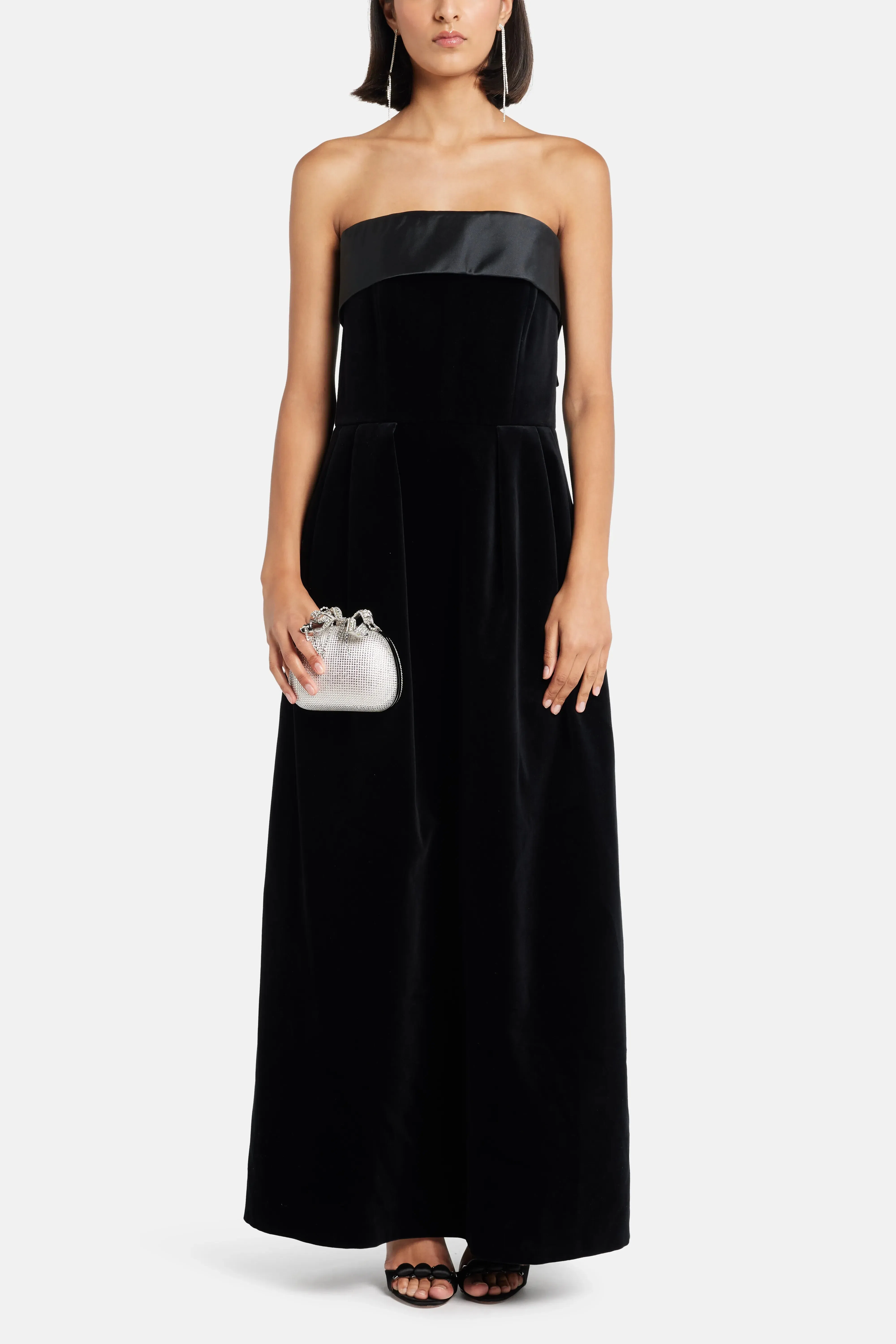 Dice Kayek Velvet Strapless Bow Back Evening Dress in Black
