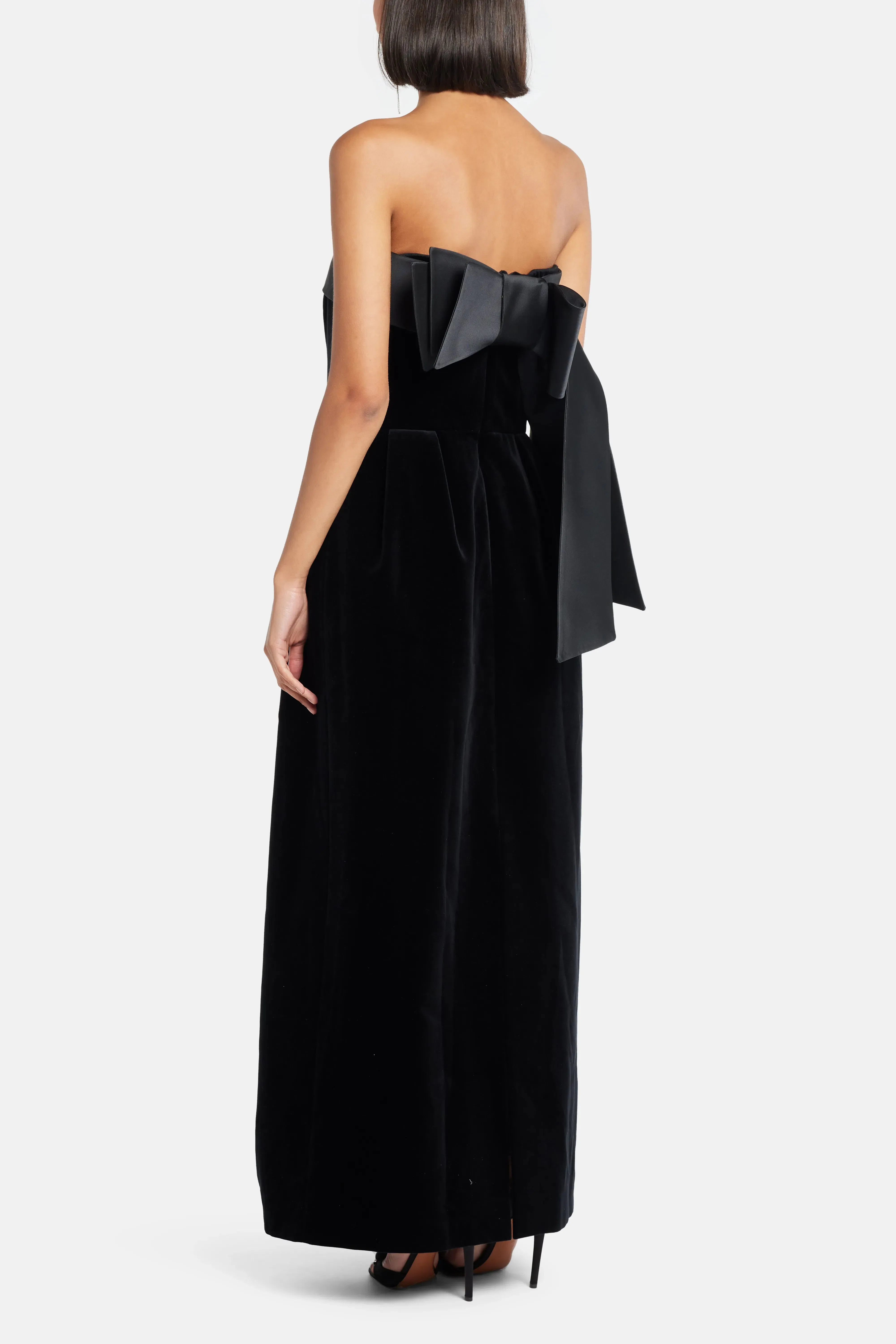 Dice Kayek Velvet Strapless Bow Back Evening Dress in Black
