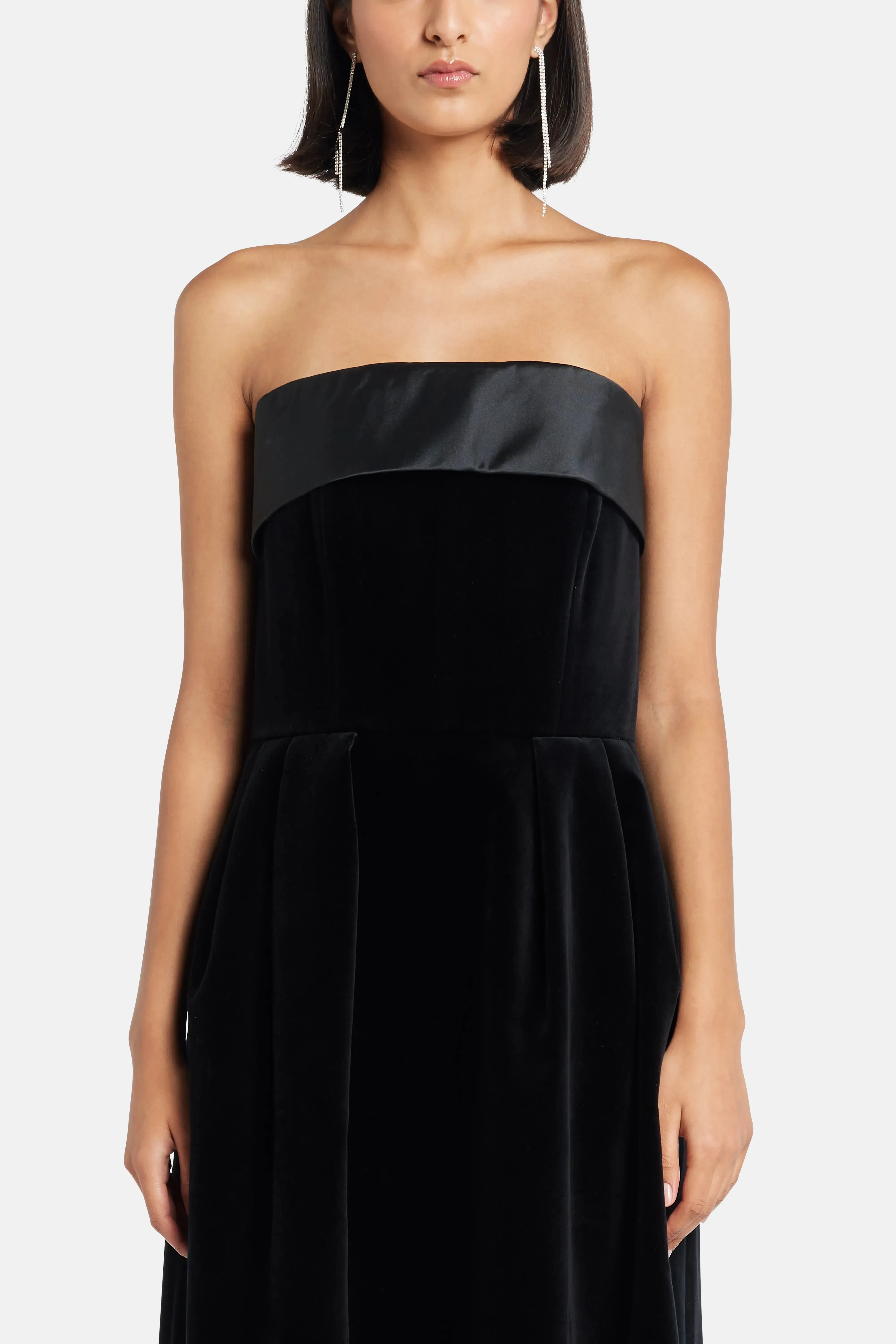 Dice Kayek Velvet Strapless Bow Back Evening Dress in Black