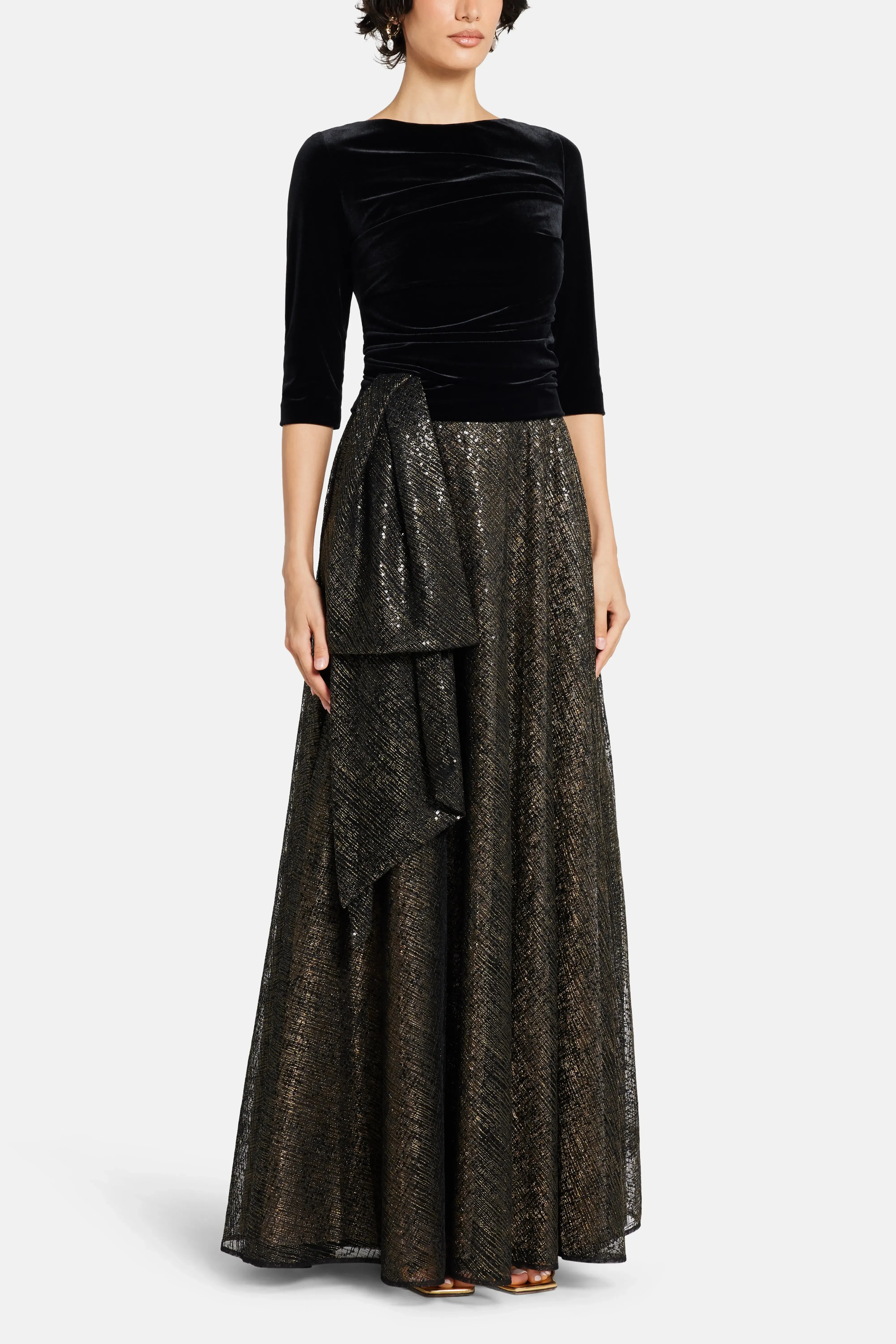 Talbot Runhof Dulce Sequin Net Evening Dress in Black