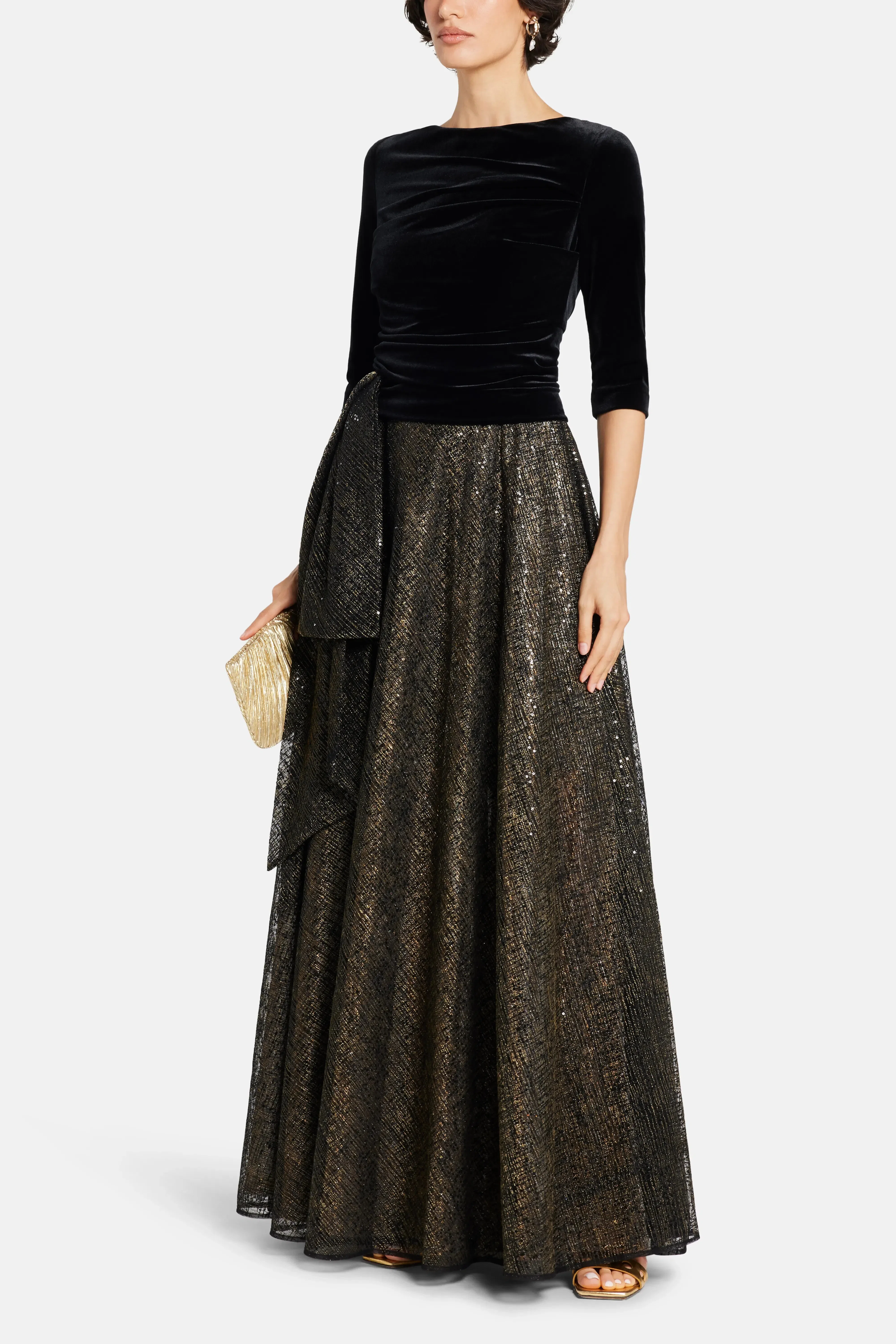Talbot Runhof Dulce Sequin Net Evening Dress in Black