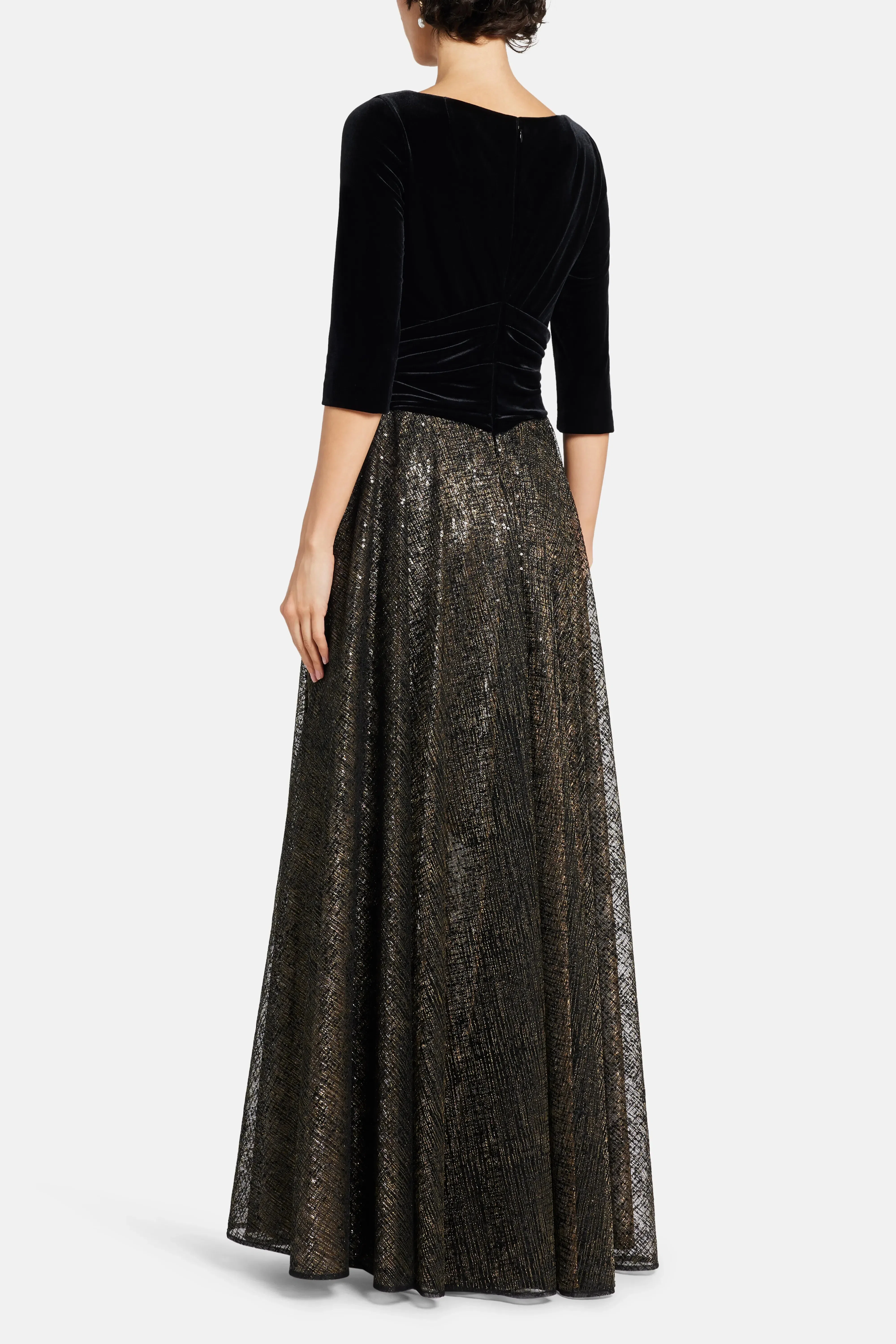 Talbot Runhof Dulce Sequin Net Evening Dress in Black