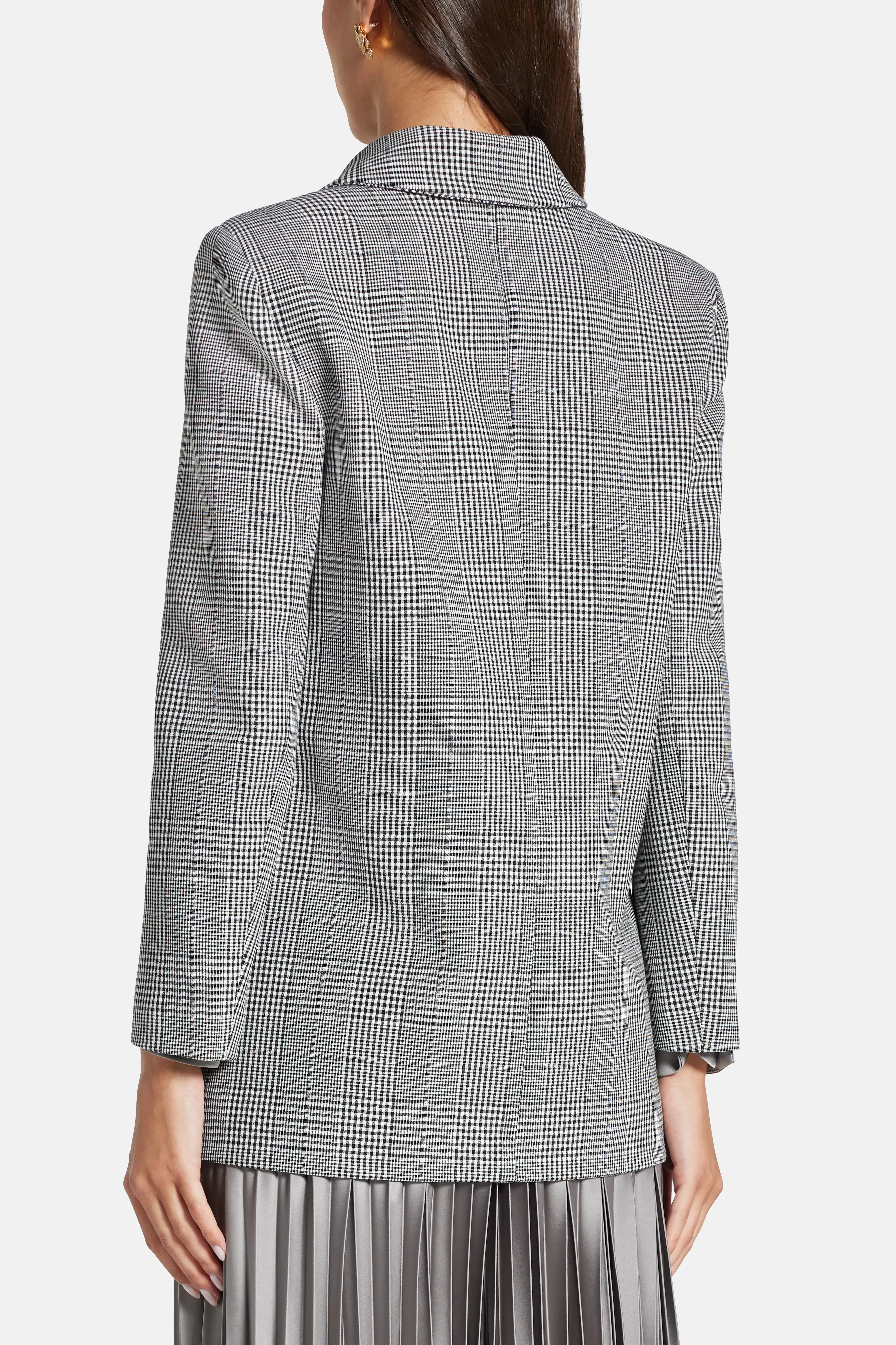 Self-Portrait Prince Of Wales Check Single Breasted Blazer in Grey